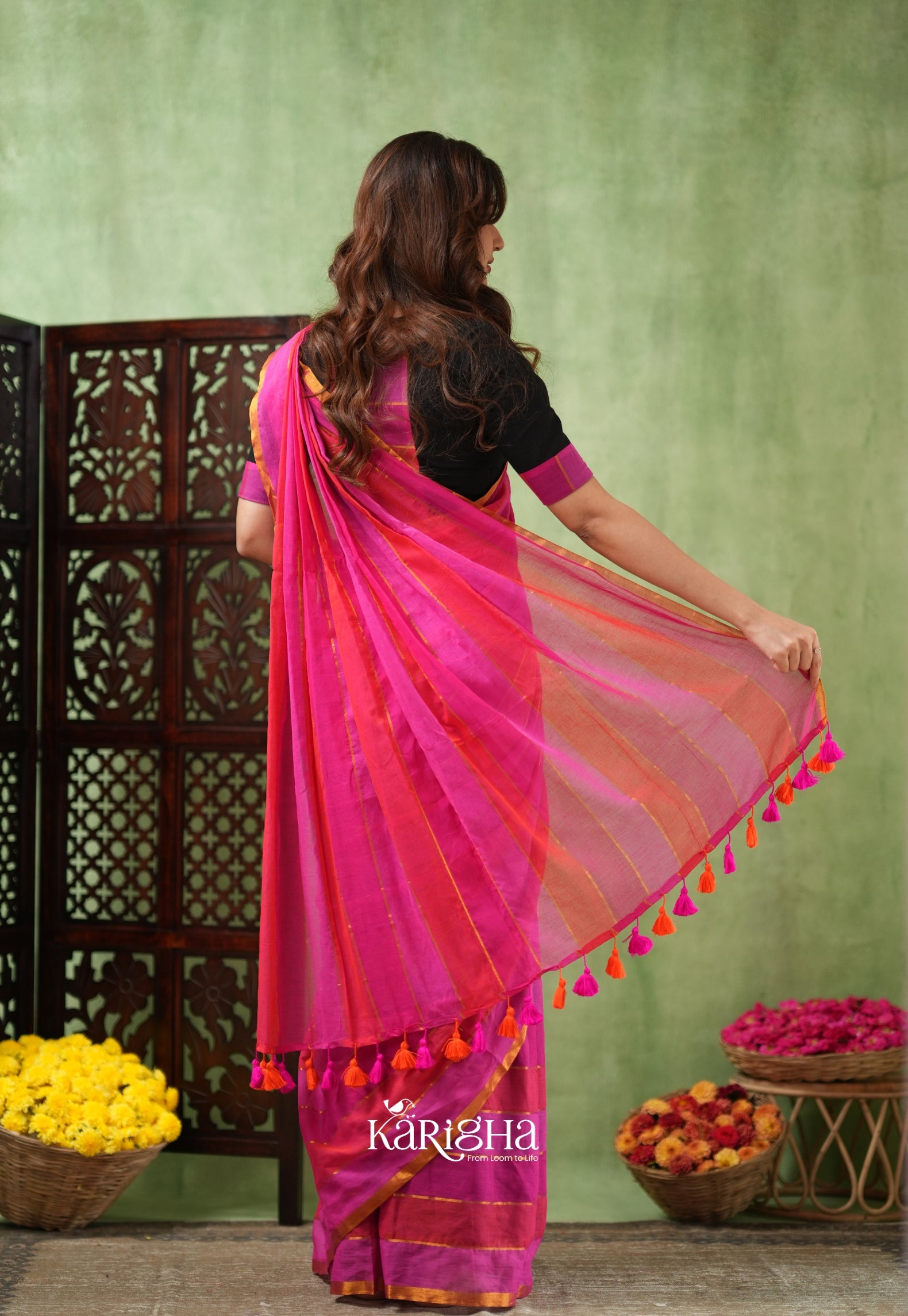 Multicolor Mul Cotton Saree – Vibrant Weave Magic