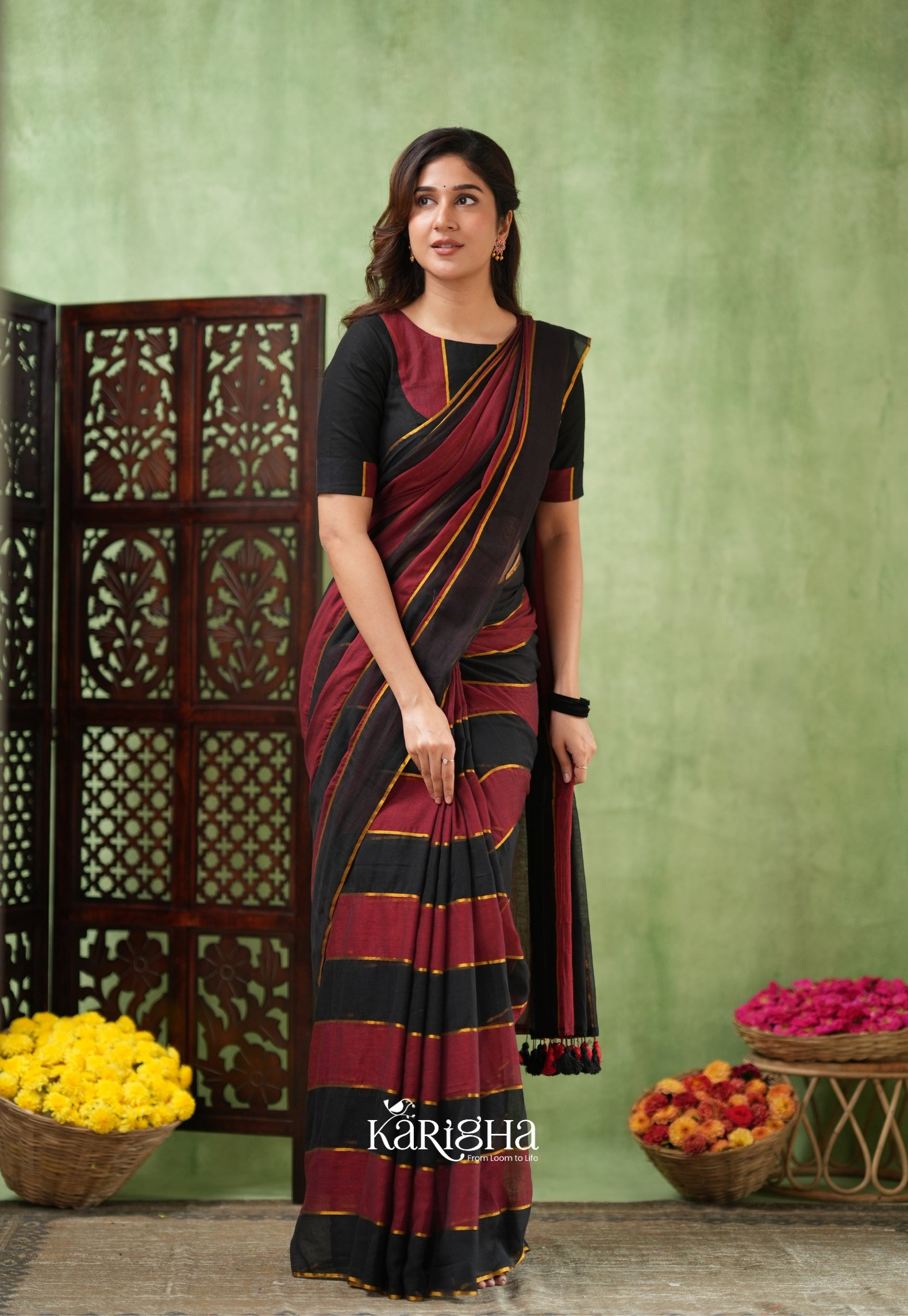 Multicolor Mul Cotton Saree – Vibrant Weave Magic