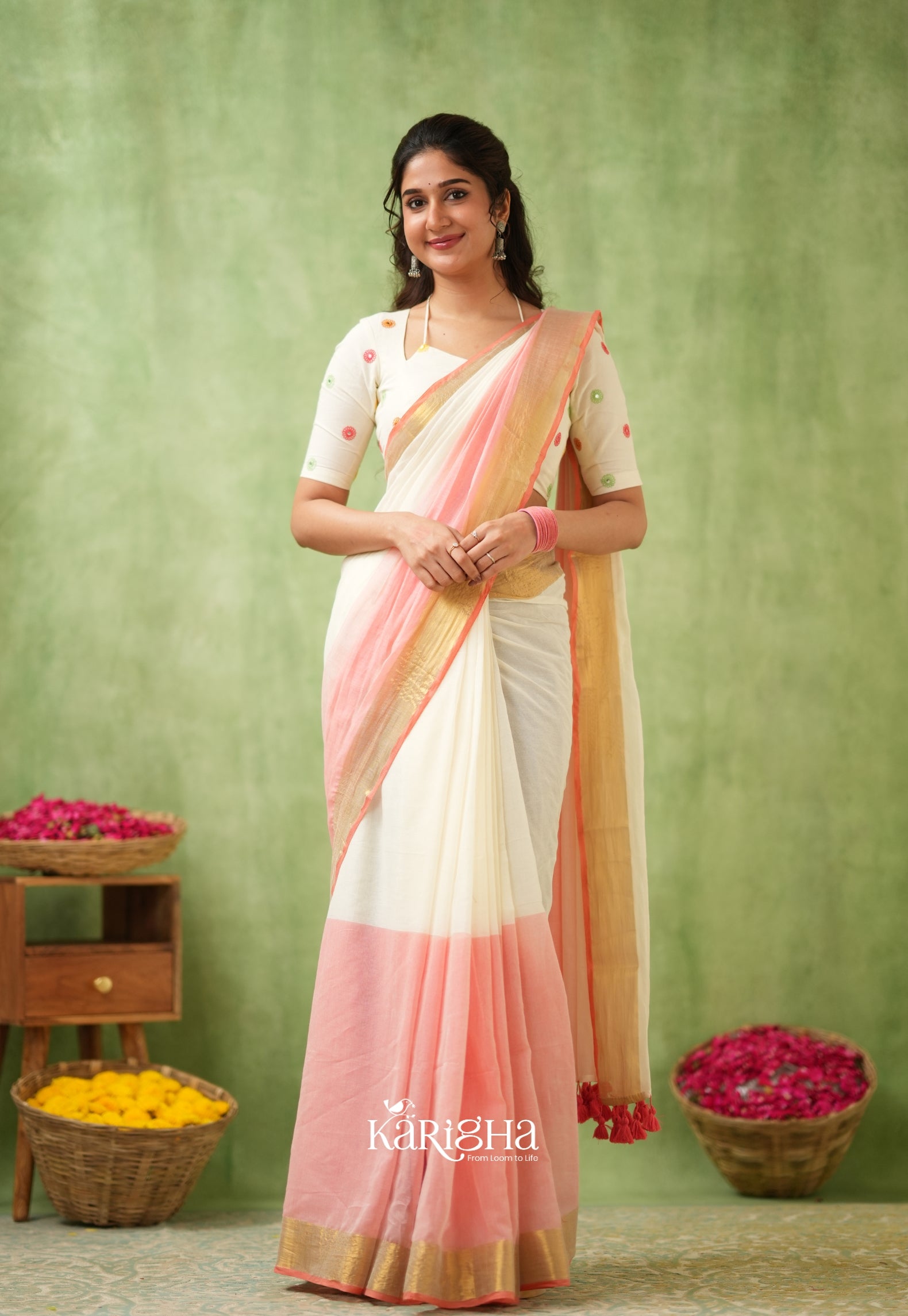 Pastel Mul Cotton Saree – Soft Elegance