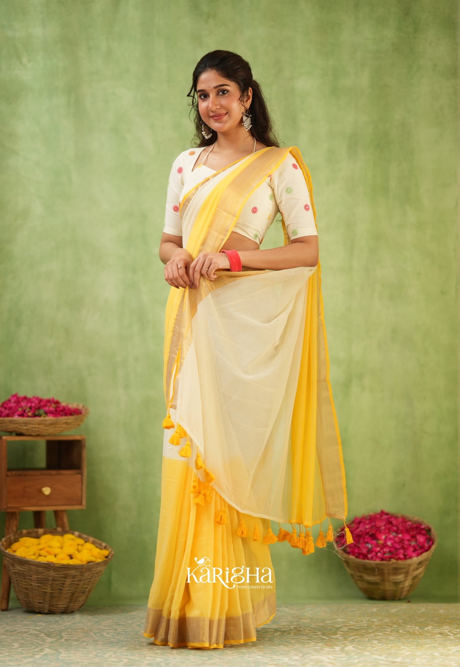 Pastel Mul Cotton Saree – Soft Elegance
