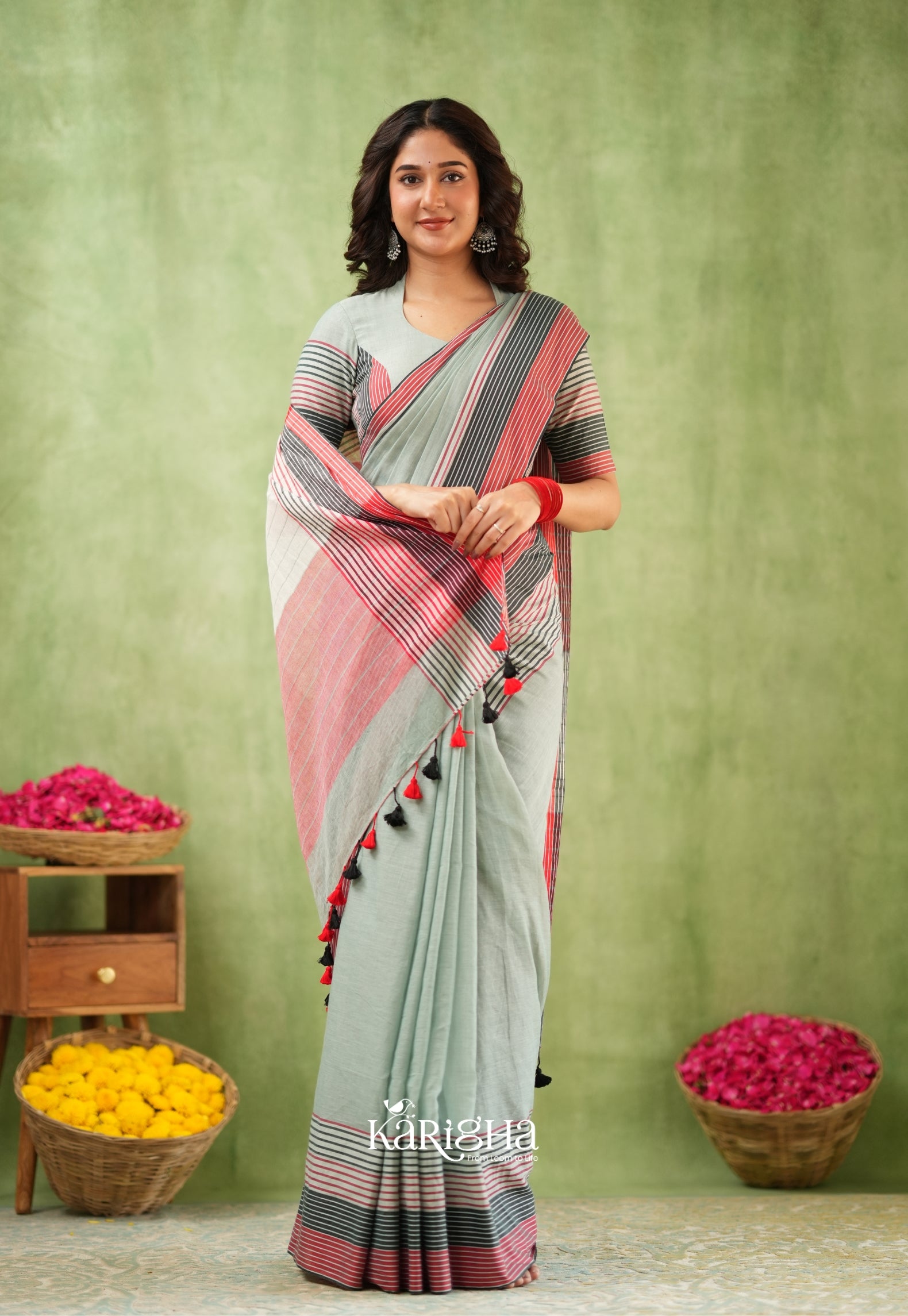 Sootrali Striped Cotton Saree – Elegant Everyday Drapes