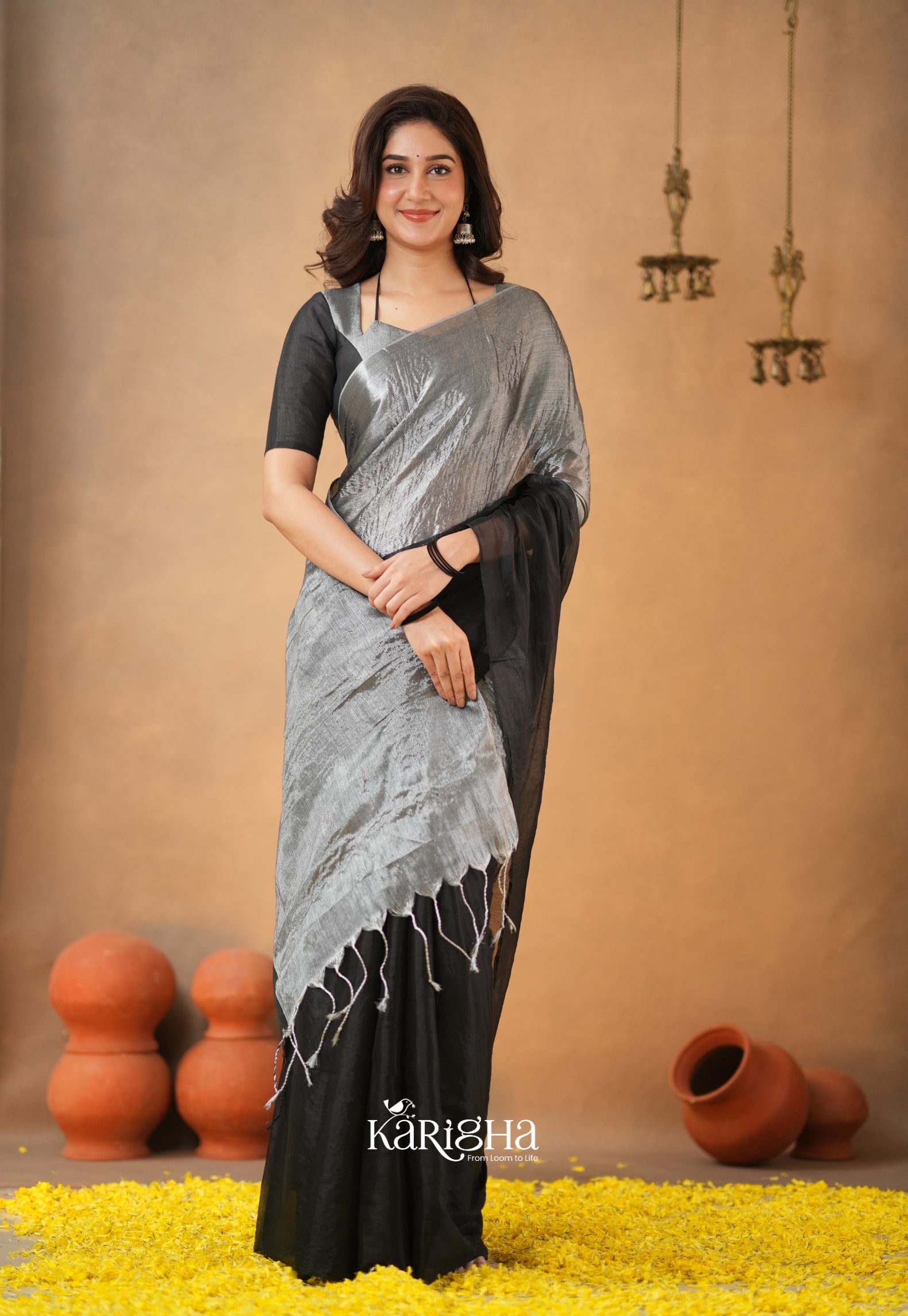 Dual Majesty – Tissue Cotton Saree with Striking Contrast Flow