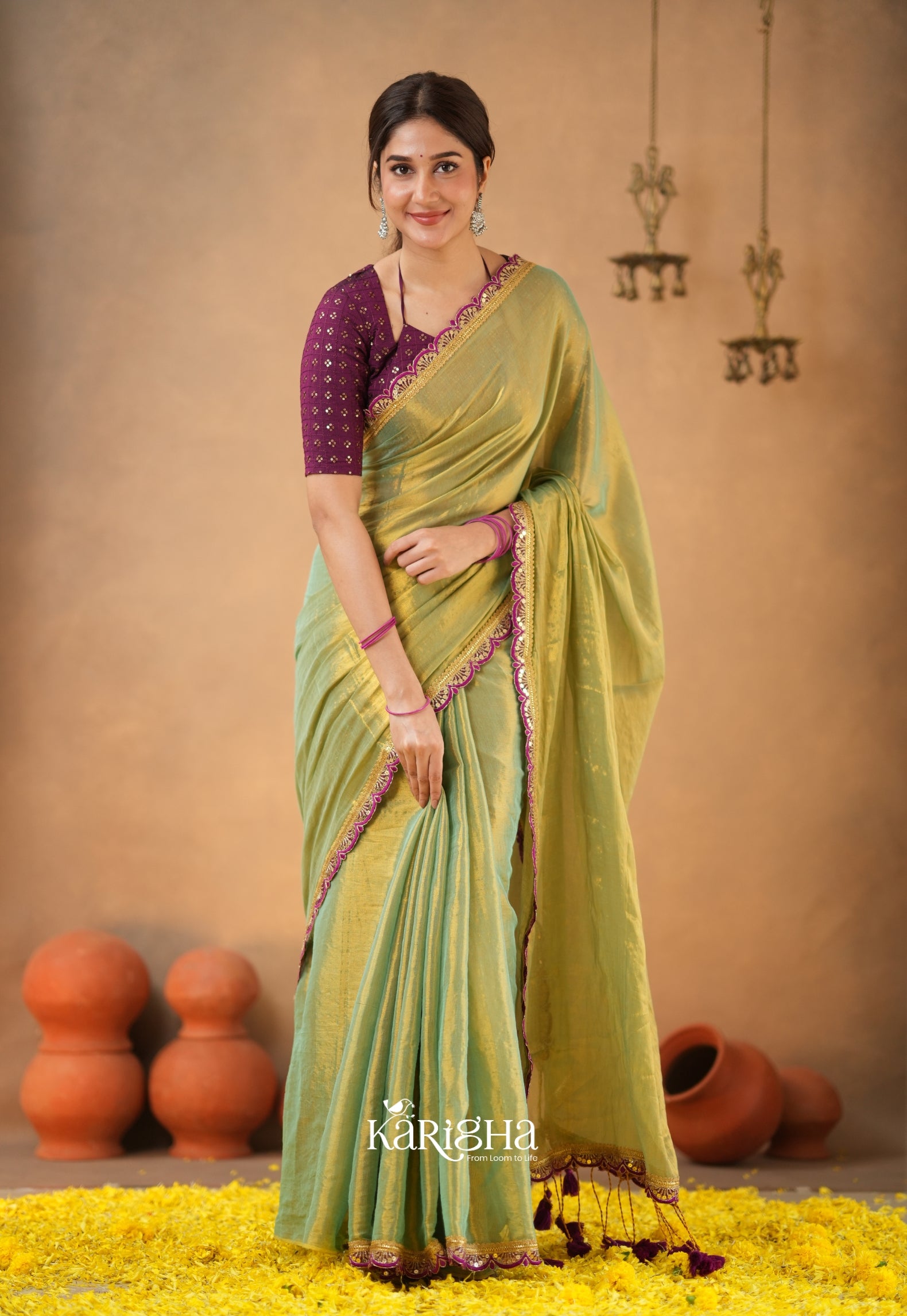 Opal Shine – Tissue Cotton Saree with Radiant Finish
