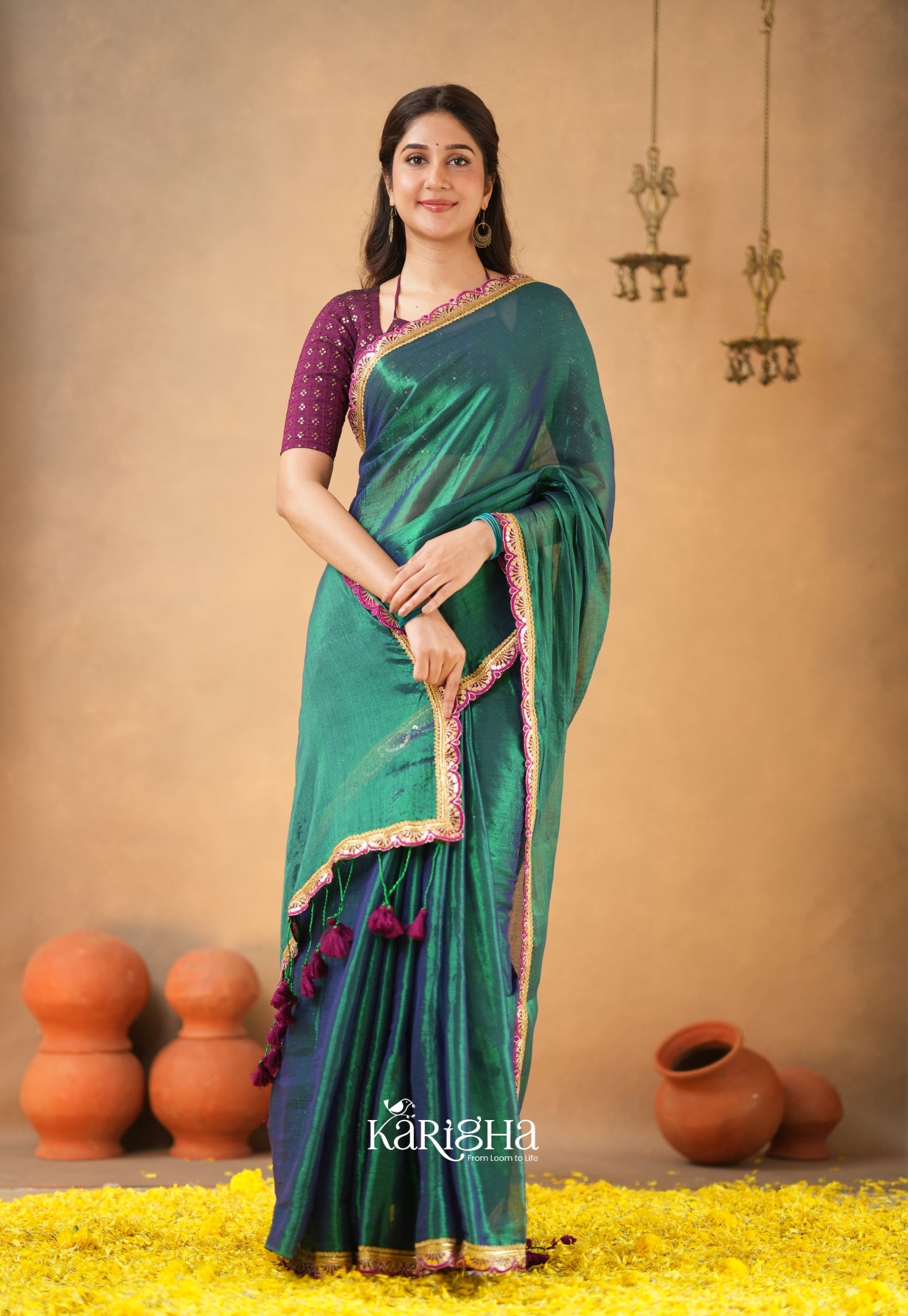 Opal Shine – Tissue Cotton Saree with Radiant Finish