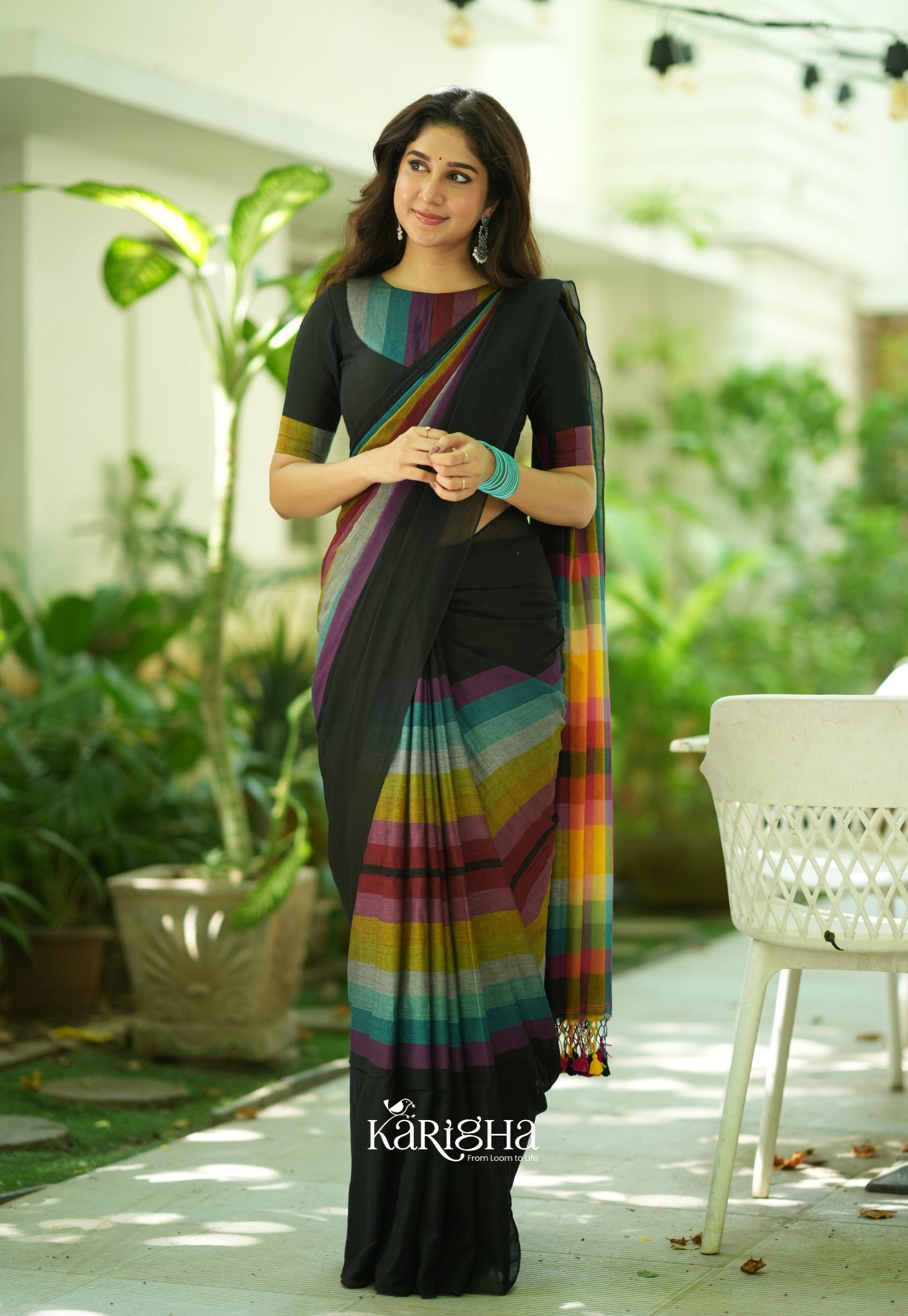 Vibrant Mul Cotton Checks Saree