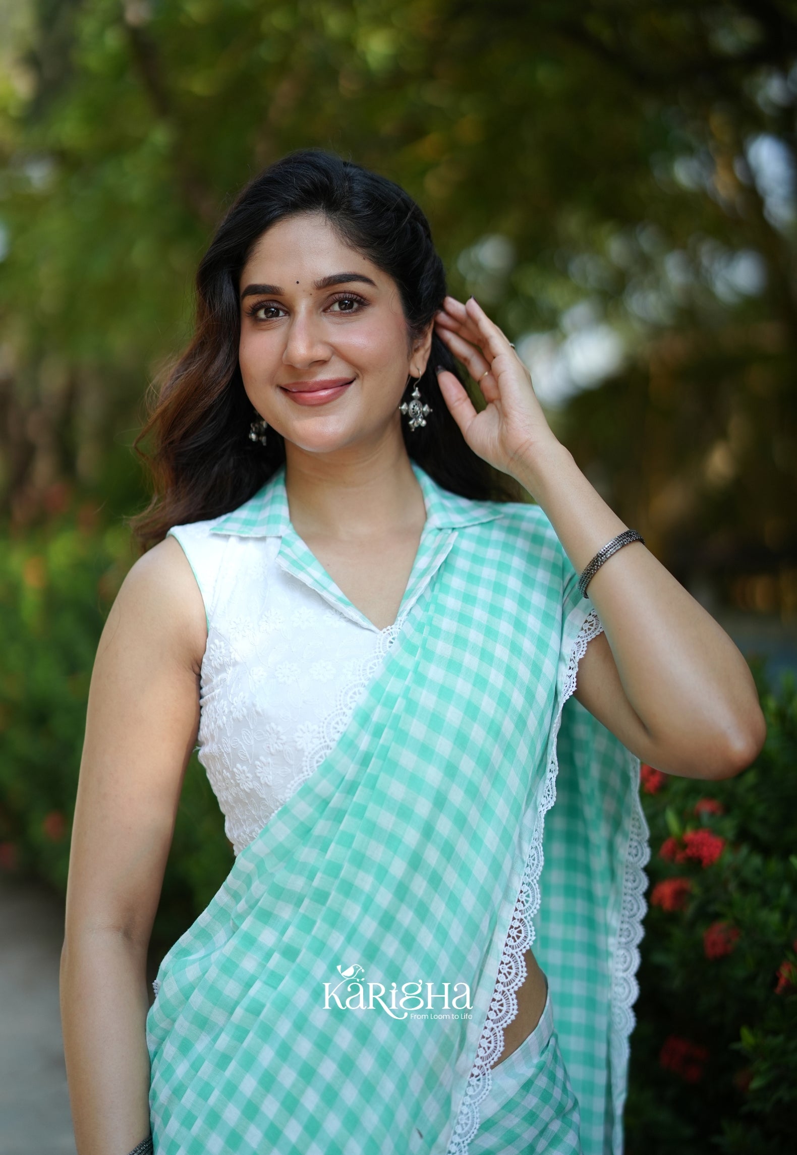 Sunny Picnic Check Mul Cotton Saree
