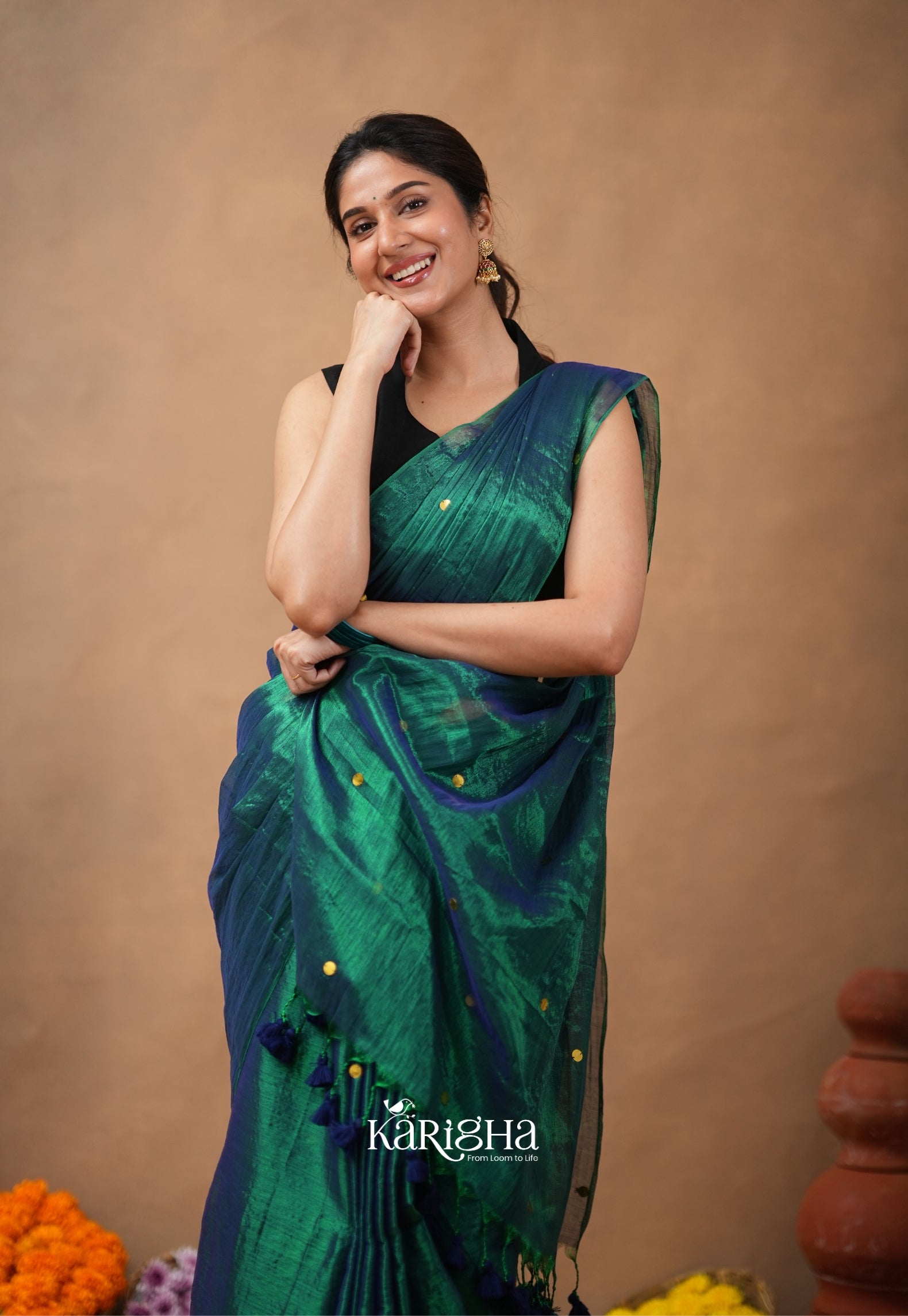 Sequin Radiance – Premium Tissue Saree with Shimmer Detailing