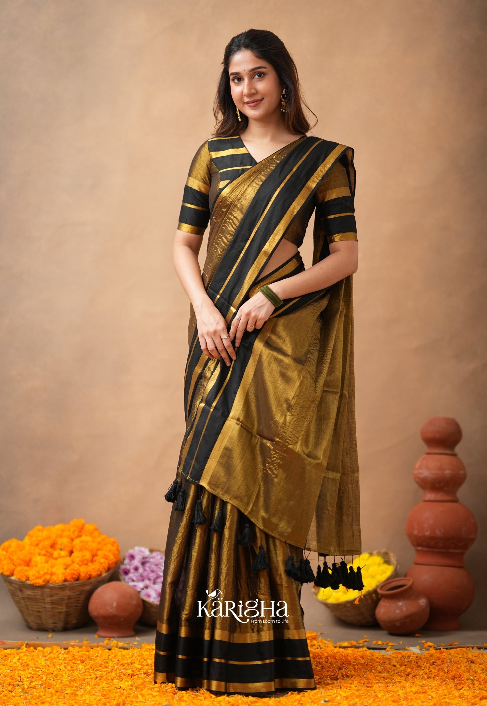 Liquid Glow – Tissue Cotton Saree with Silky Flow
