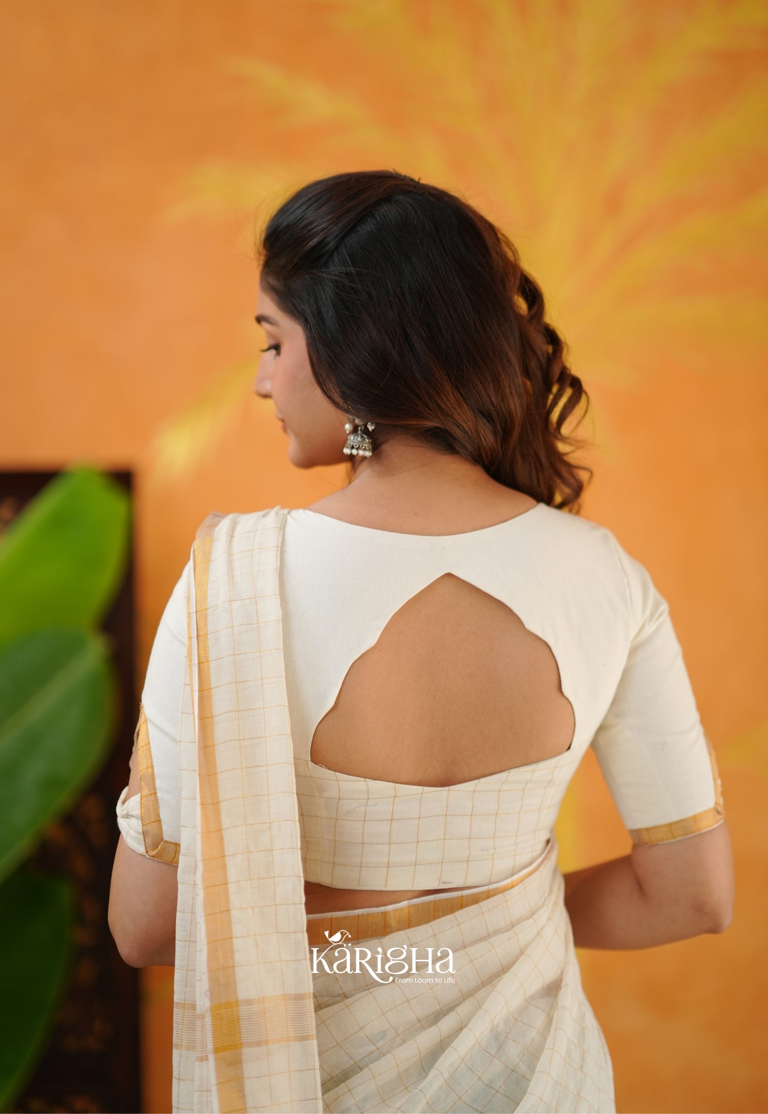 Amber Check Heritage Mul Cotton Saree