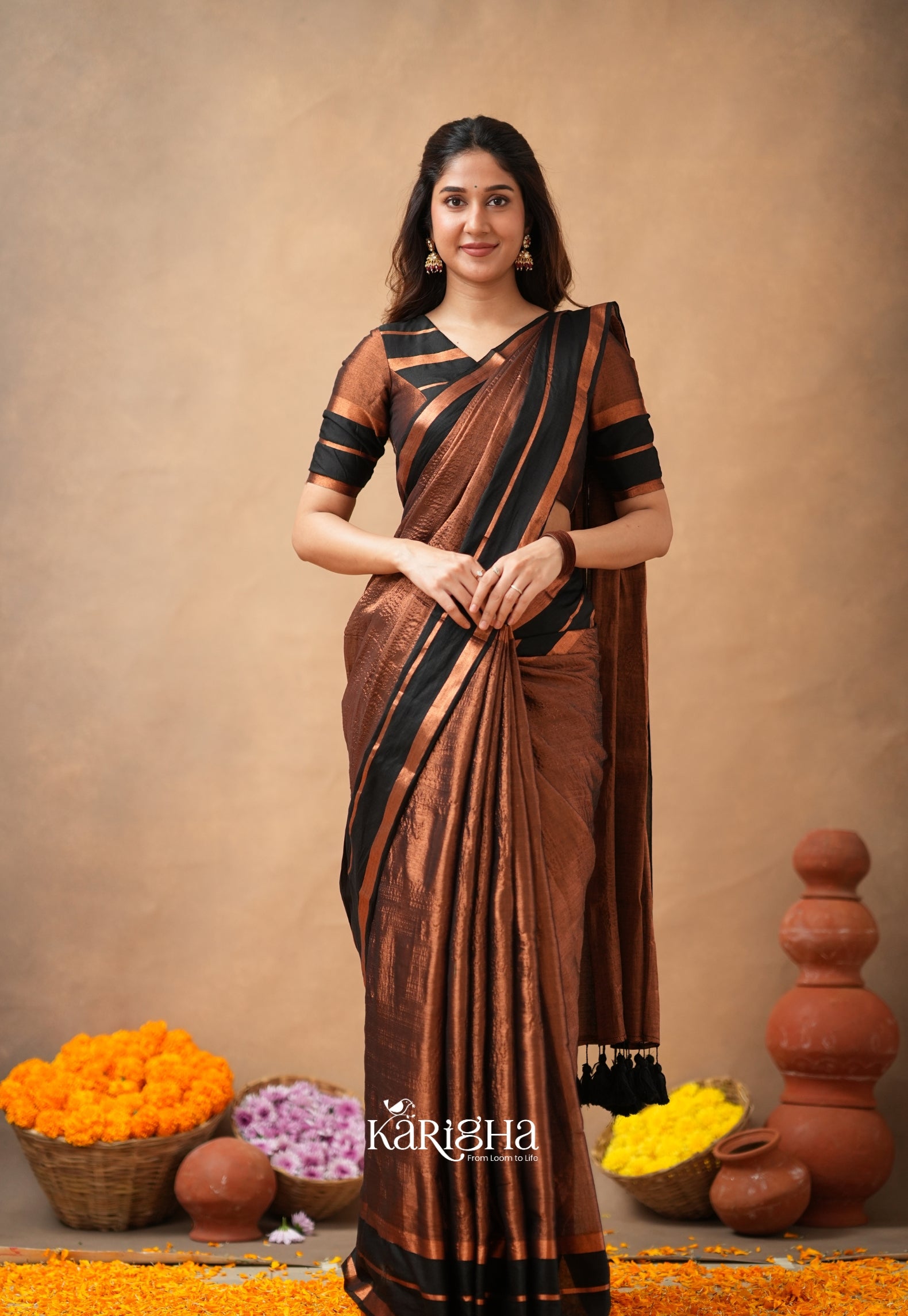Liquid Glow – Tissue Cotton Saree with Silky Flow