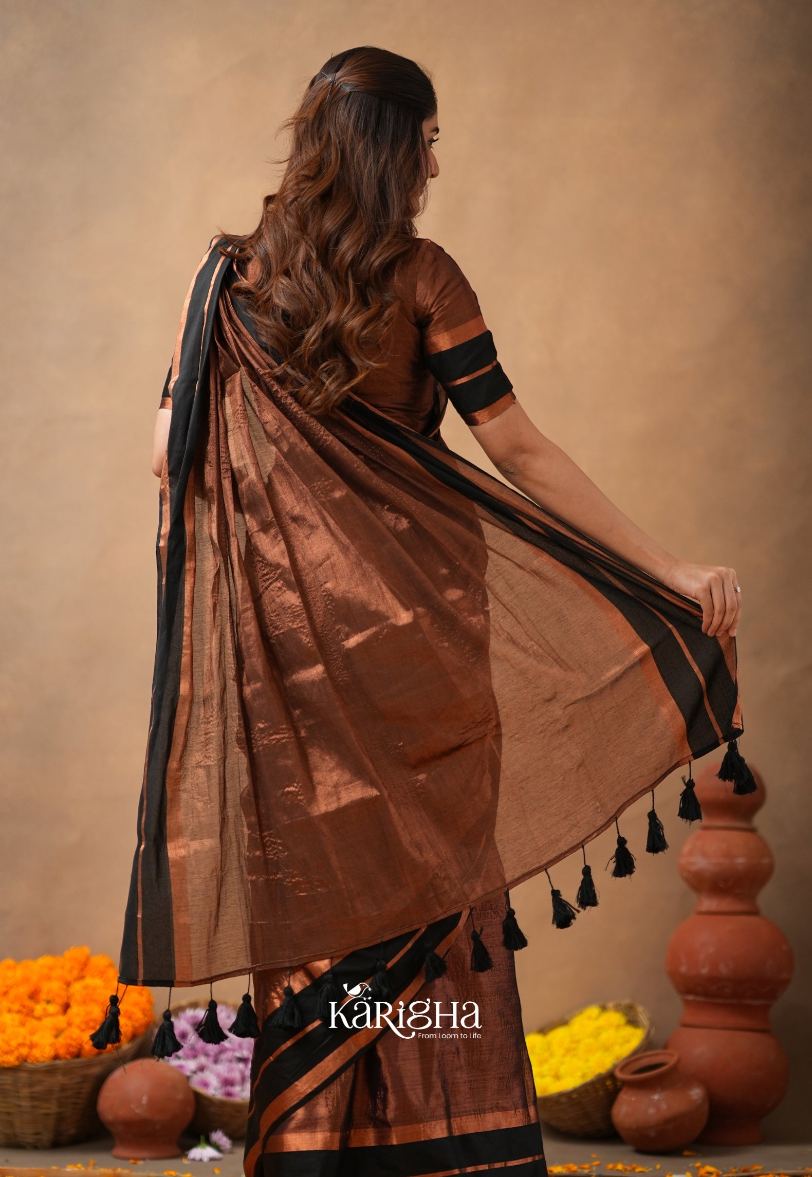 Liquid Glow – Tissue Cotton Saree with Silky Flow