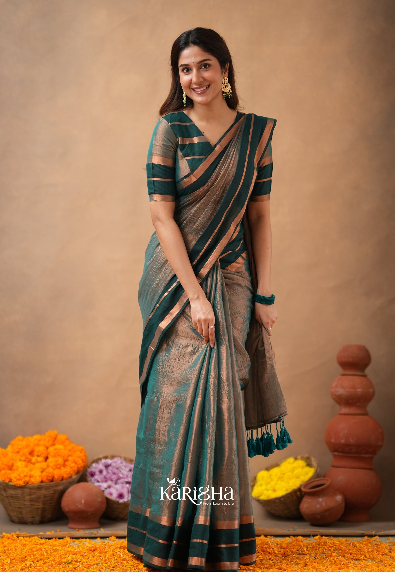 Liquid Glow – Tissue Cotton Saree with Silky Flow