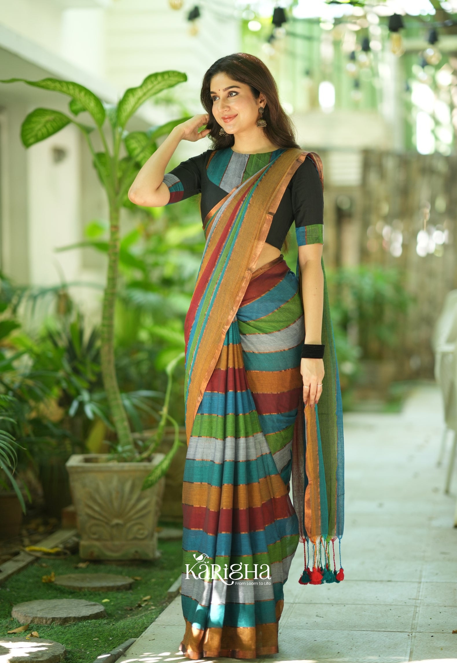 Multicolor Mul Cotton Saree – Vibrant Weave Magic
