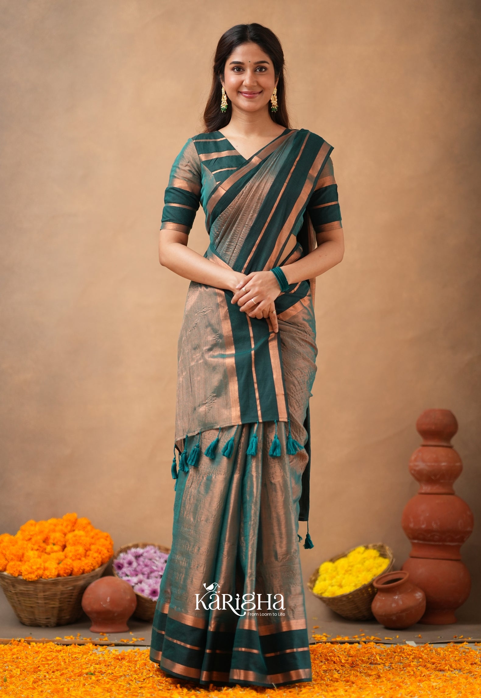 Liquid Glow – Tissue Cotton Saree with Silky Flow