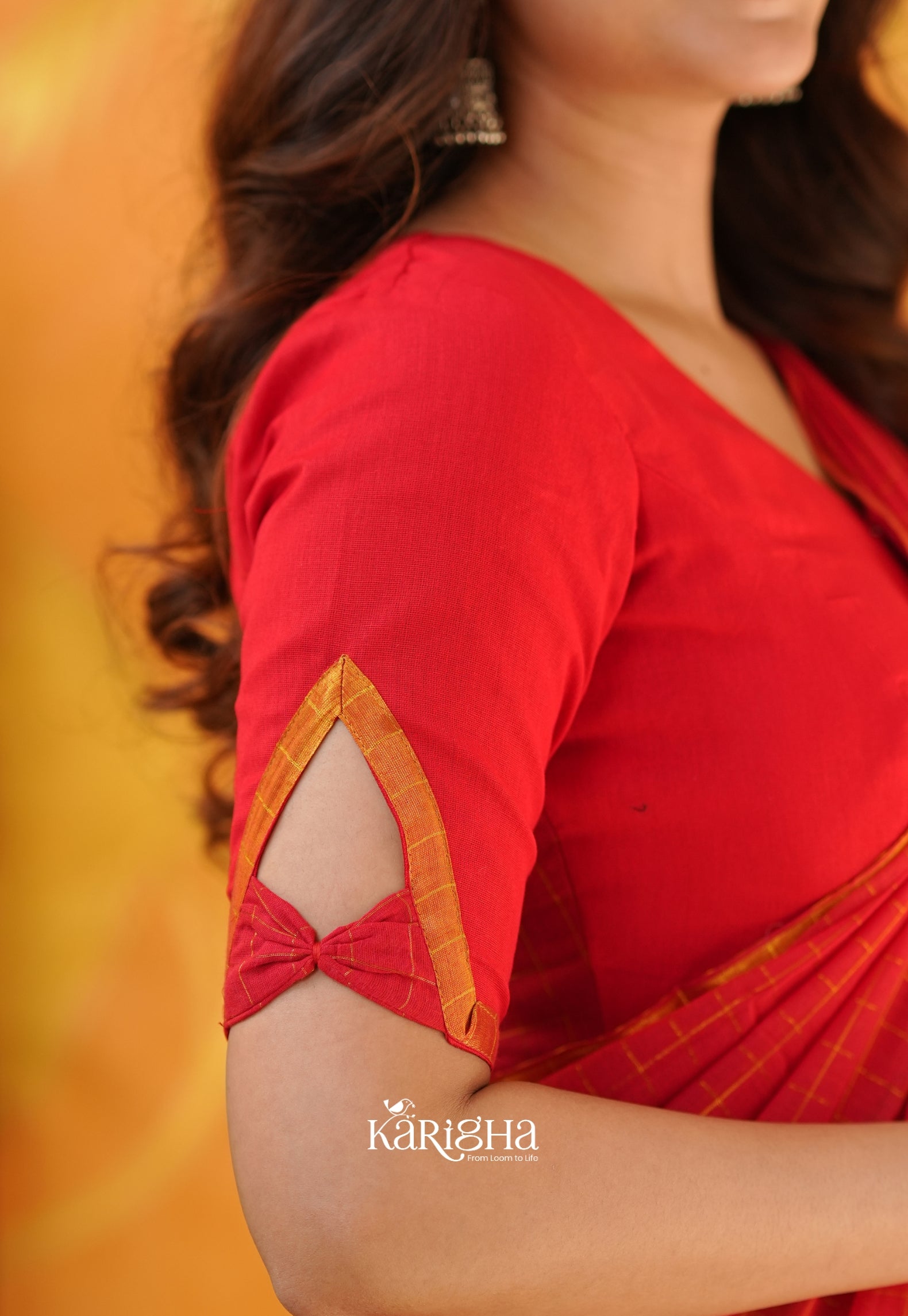 Amber Check Heritage Mul Cotton Saree
