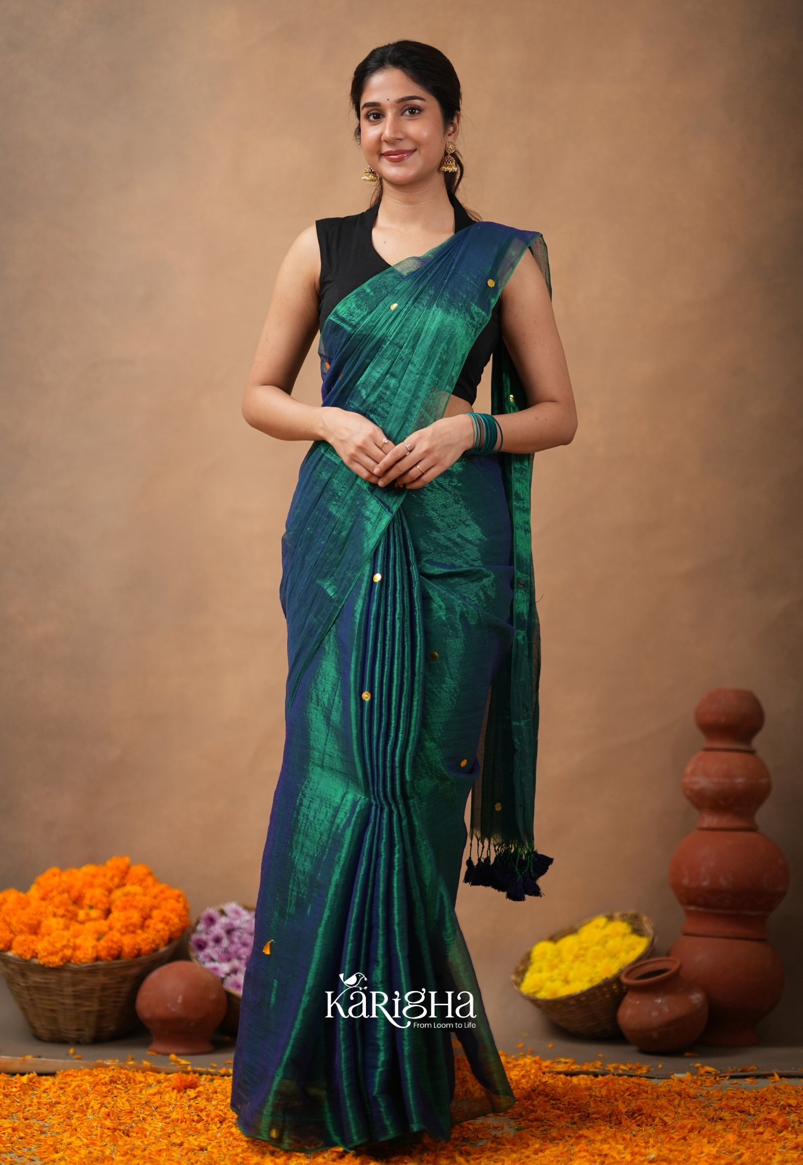 Sequin Radiance – Premium Tissue Saree with Shimmer Detailing