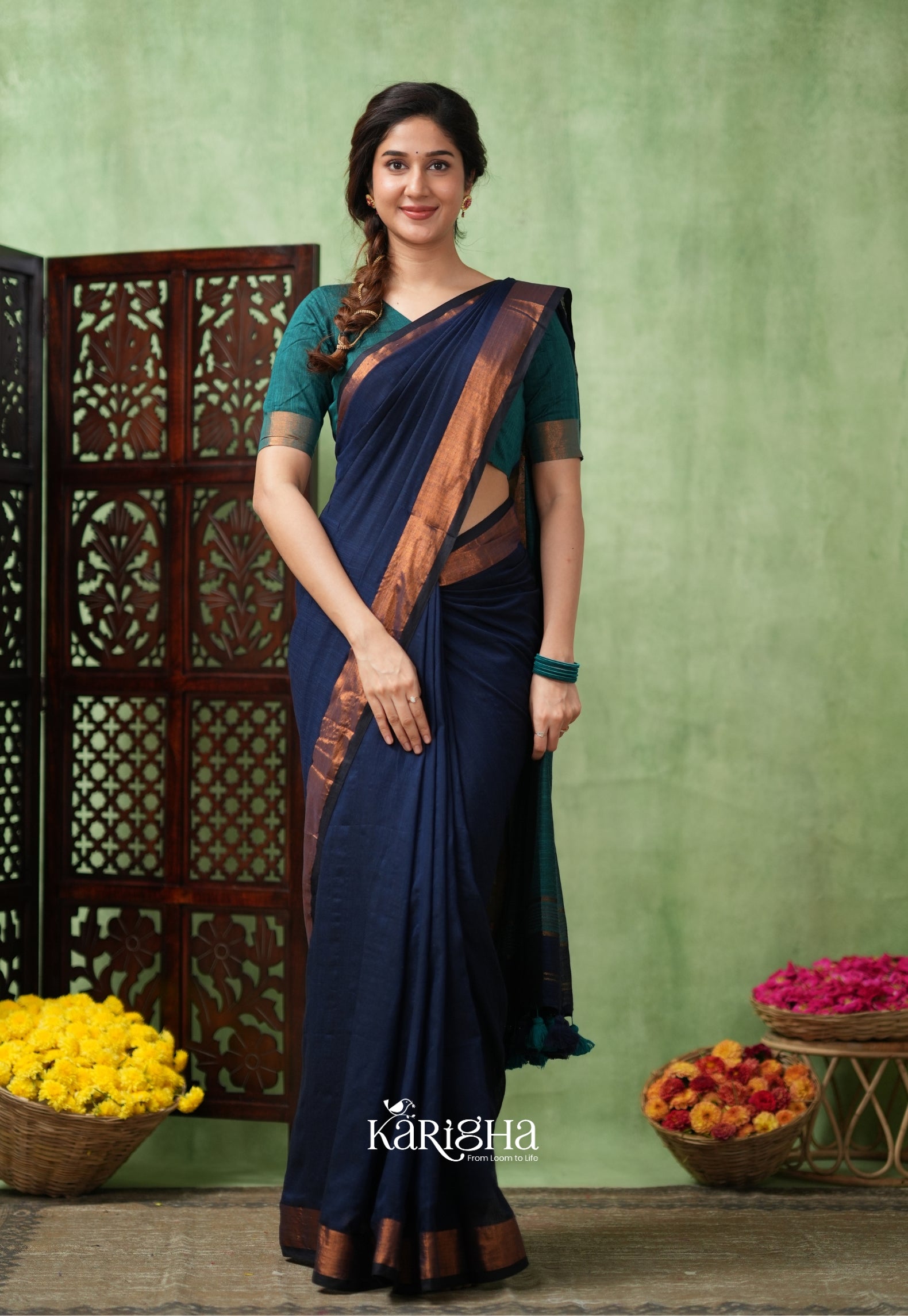 Imperial Threads – Classic Cotton Saree with Gleaming Zari Edge
