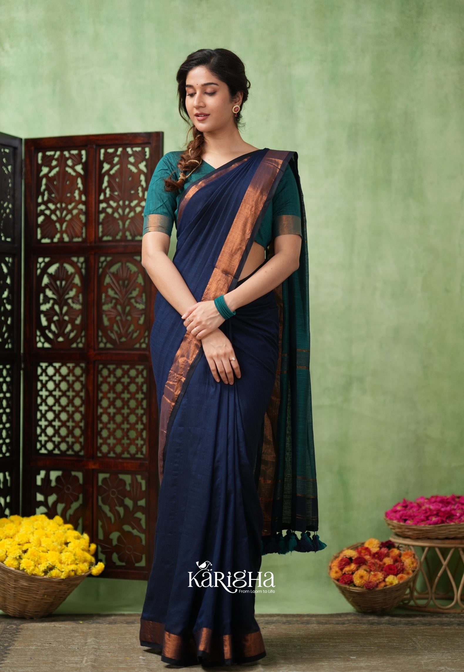 Imperial Threads – Classic Cotton Saree with Gleaming Zari Edge
