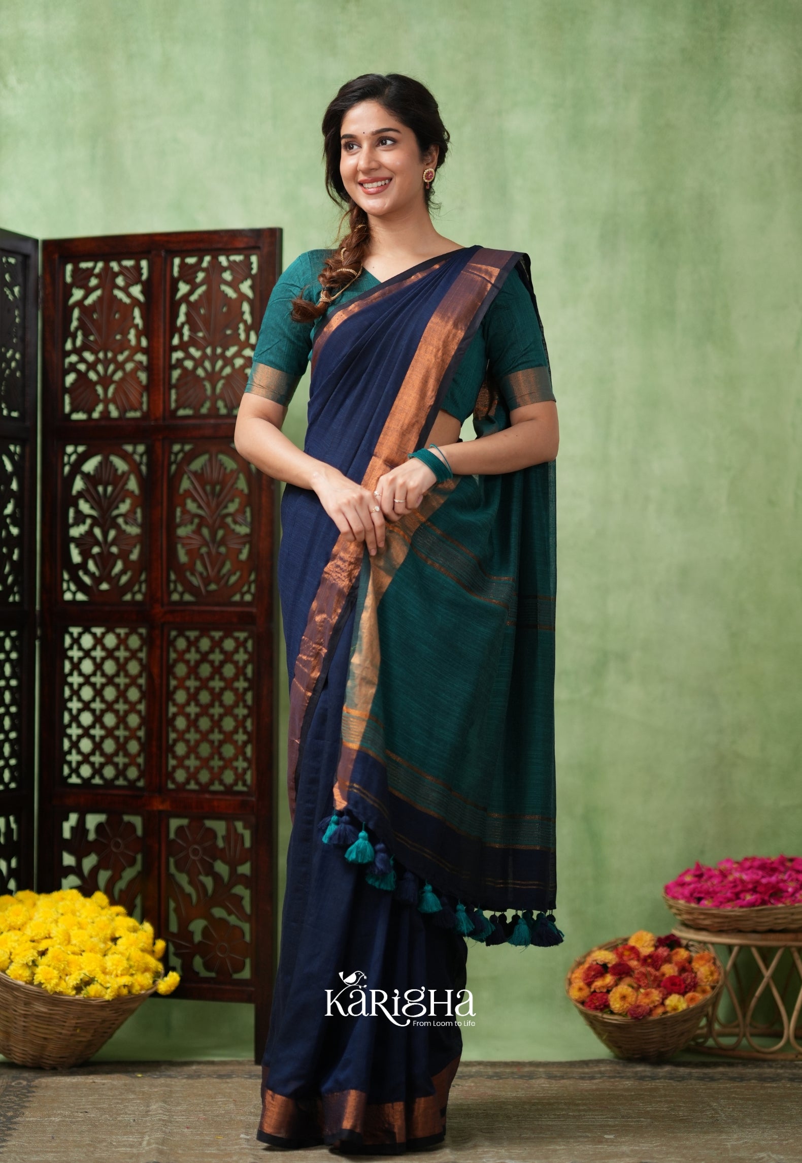 Imperial Threads – Classic Cotton Saree with Gleaming Zari Edge