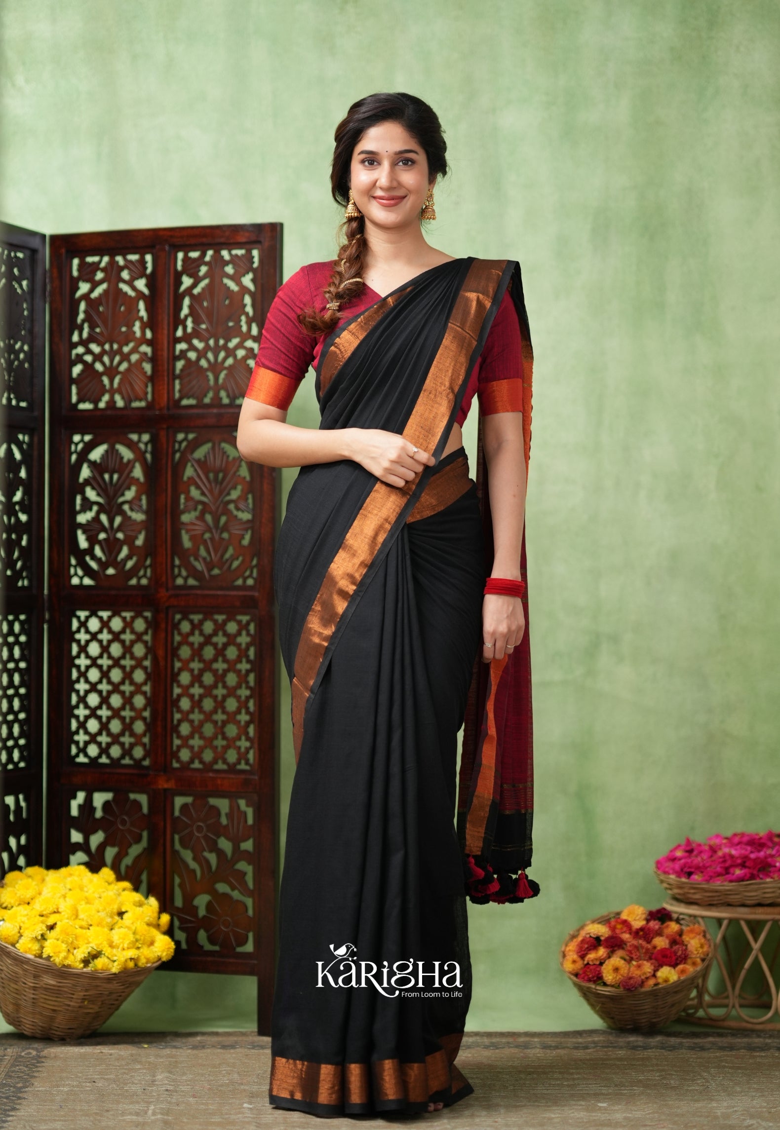 Imperial Threads – Classic Cotton Saree with Gleaming Zari Edge