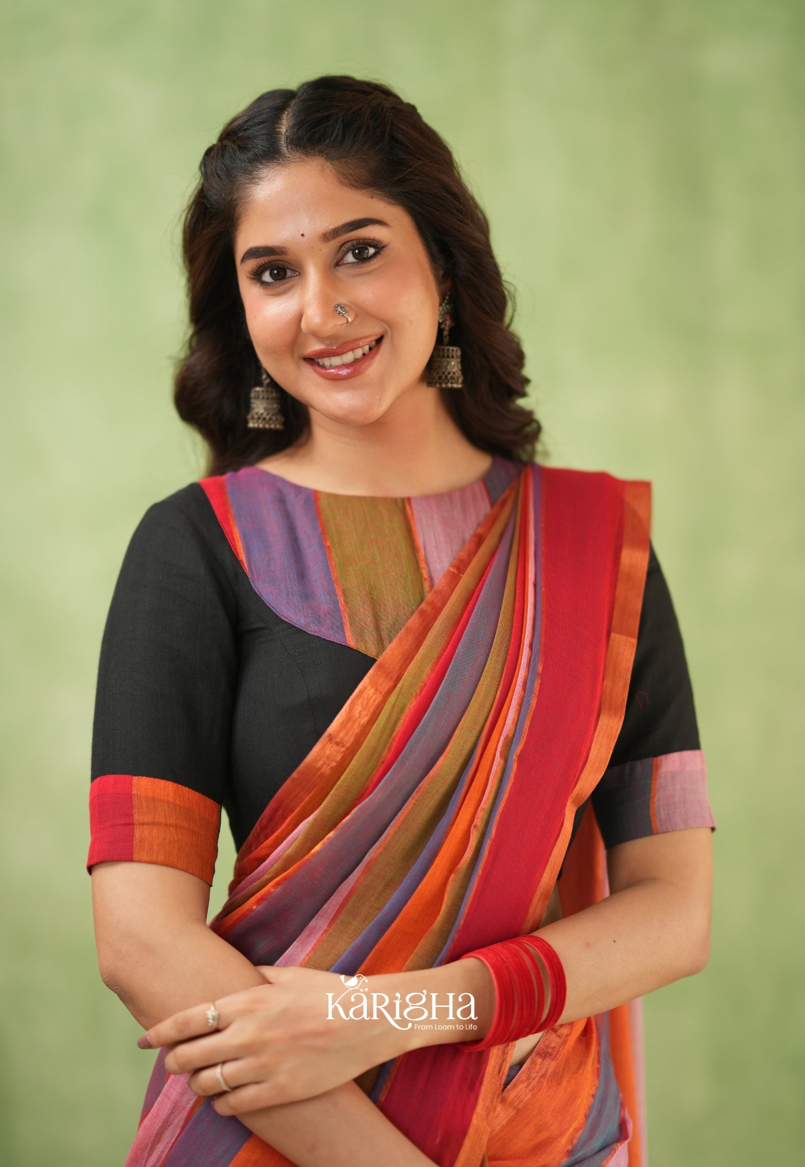 Multicolor Mul Cotton Saree – Vibrant Weave Magic