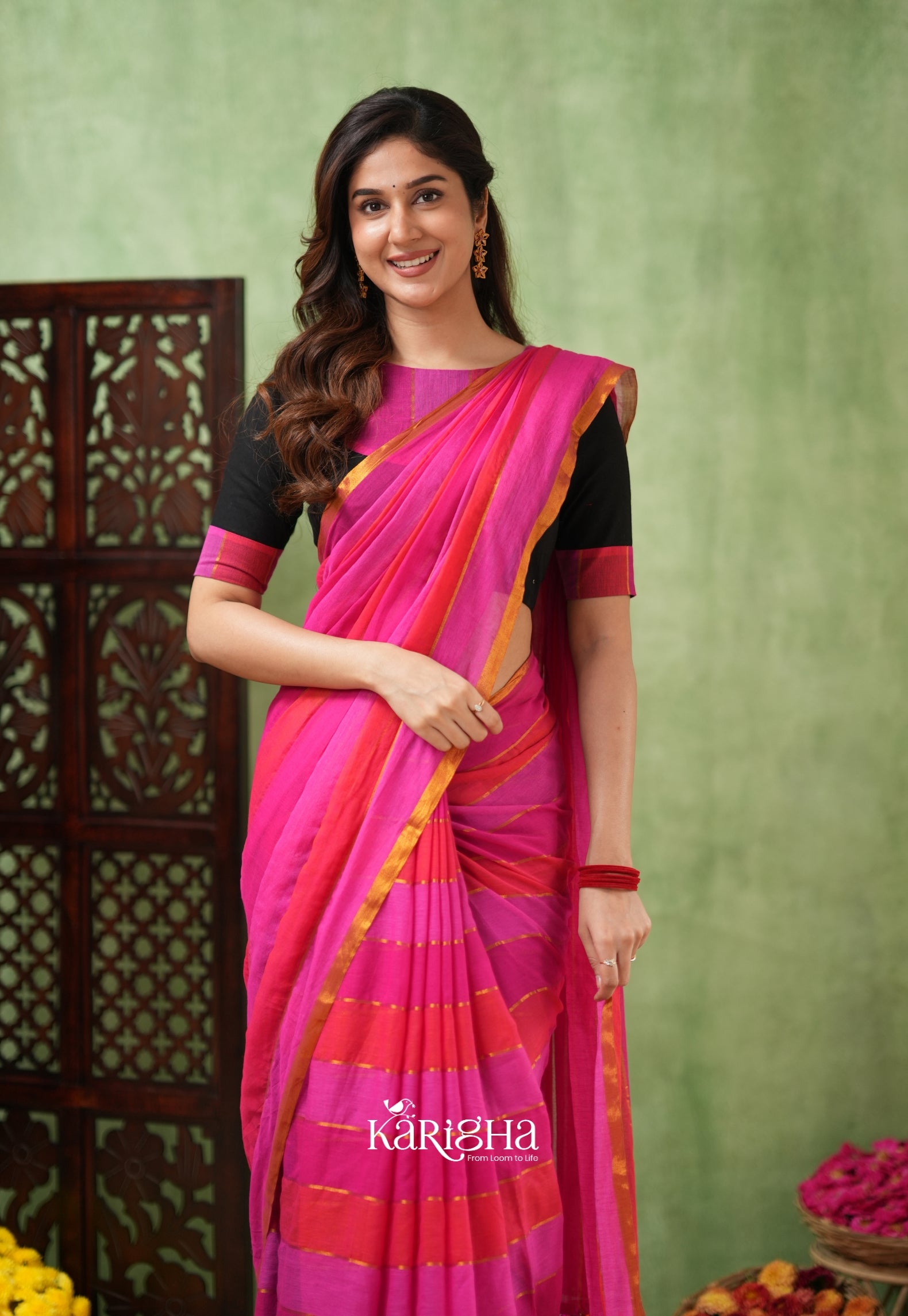 Multicolor Mul Cotton Saree – Vibrant Weave Magic