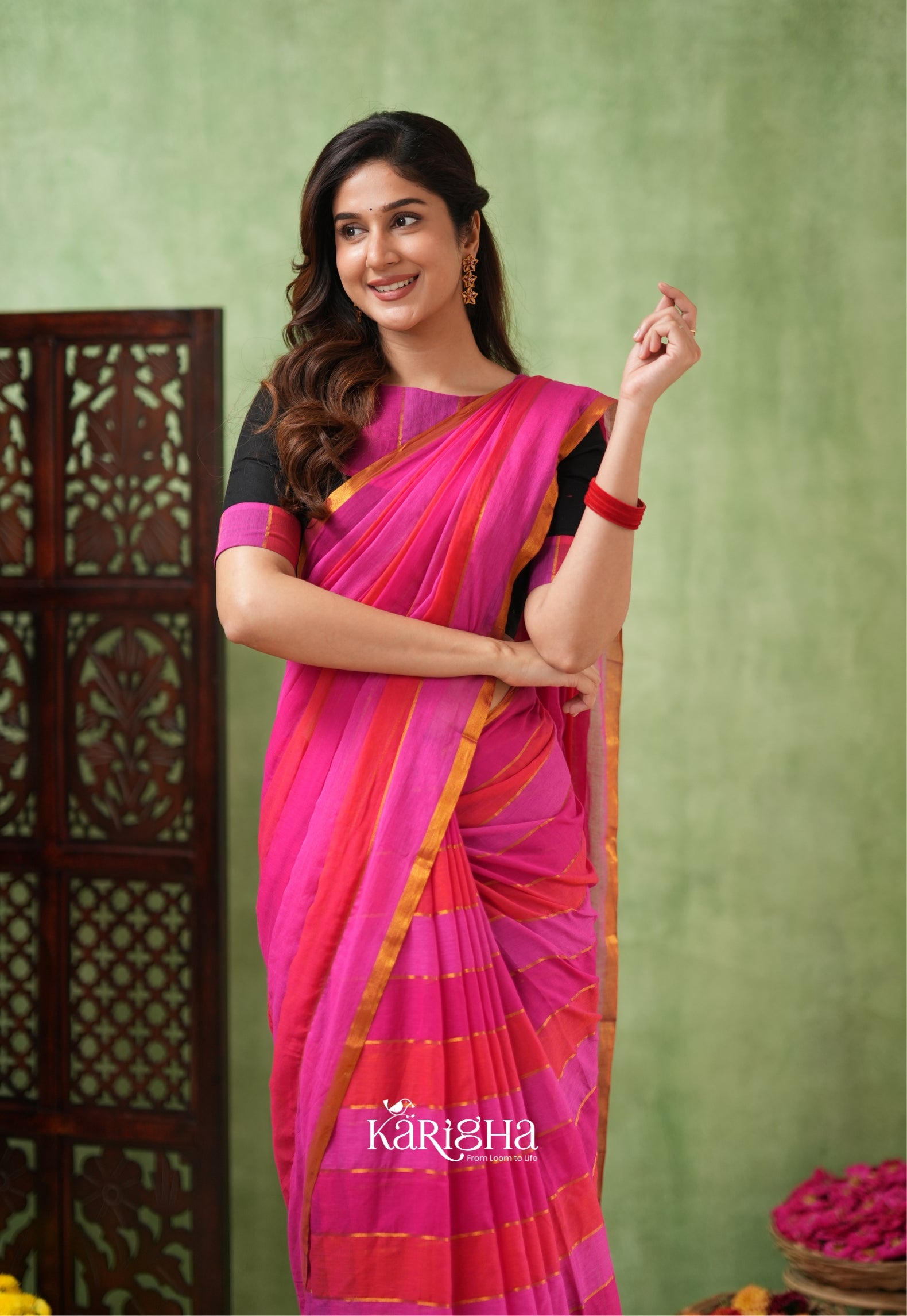 Multicolor Mul Cotton Saree – Vibrant Weave Magic