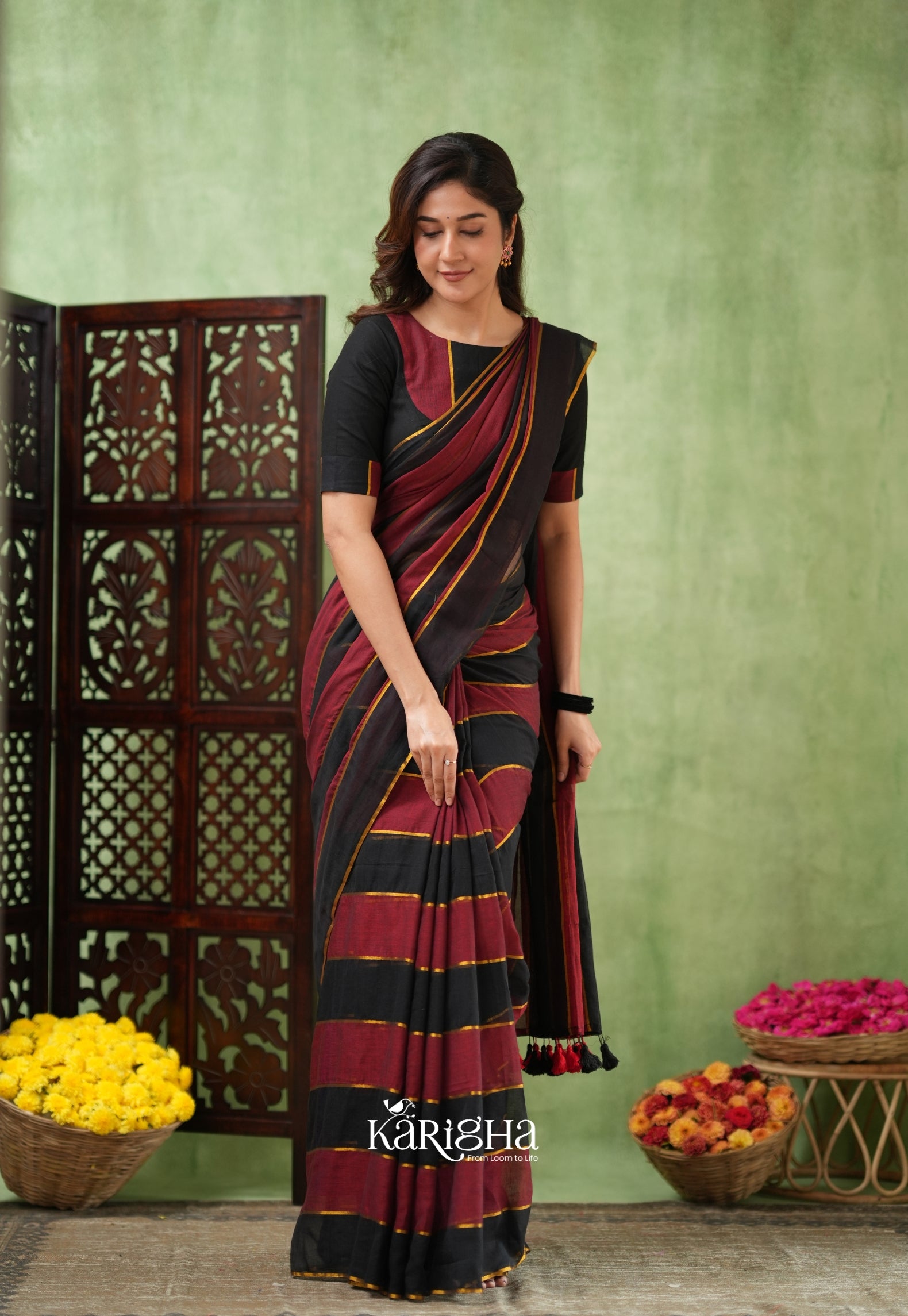 Multicolor Mul Cotton Saree – Vibrant Weave Magic
