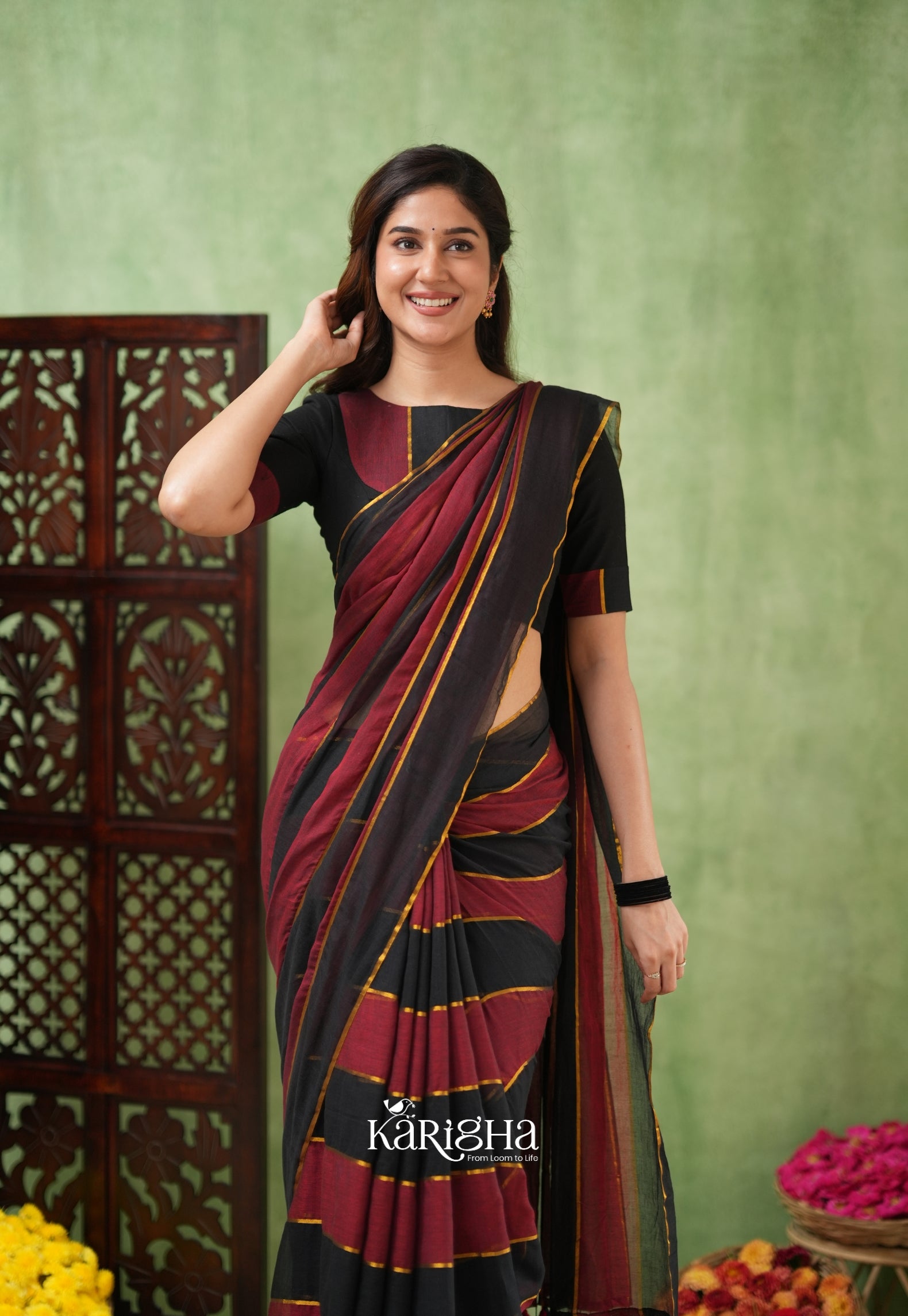 Multicolor Mul Cotton Saree – Vibrant Weave Magic