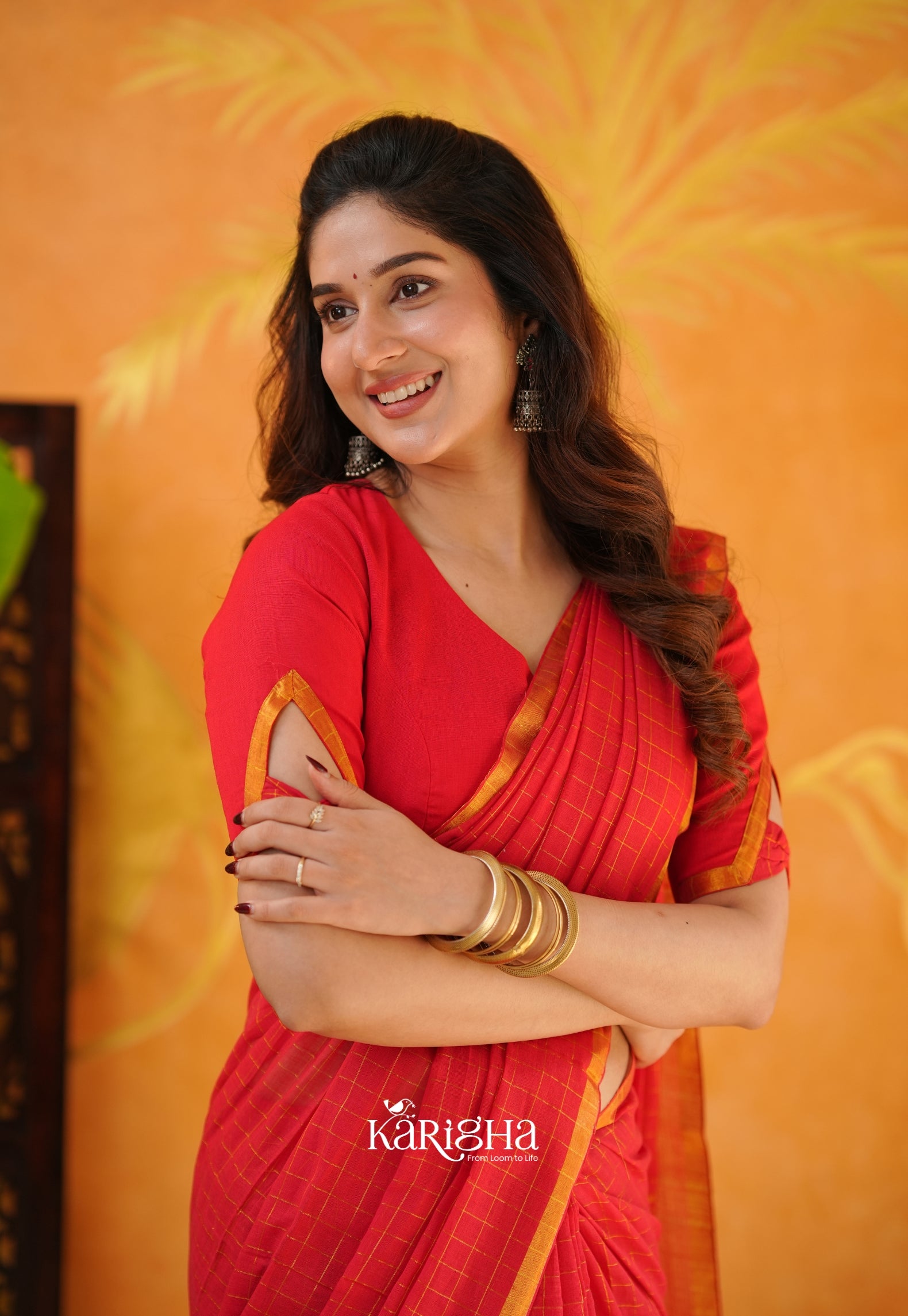 Amber Check Heritage Mul Cotton Saree