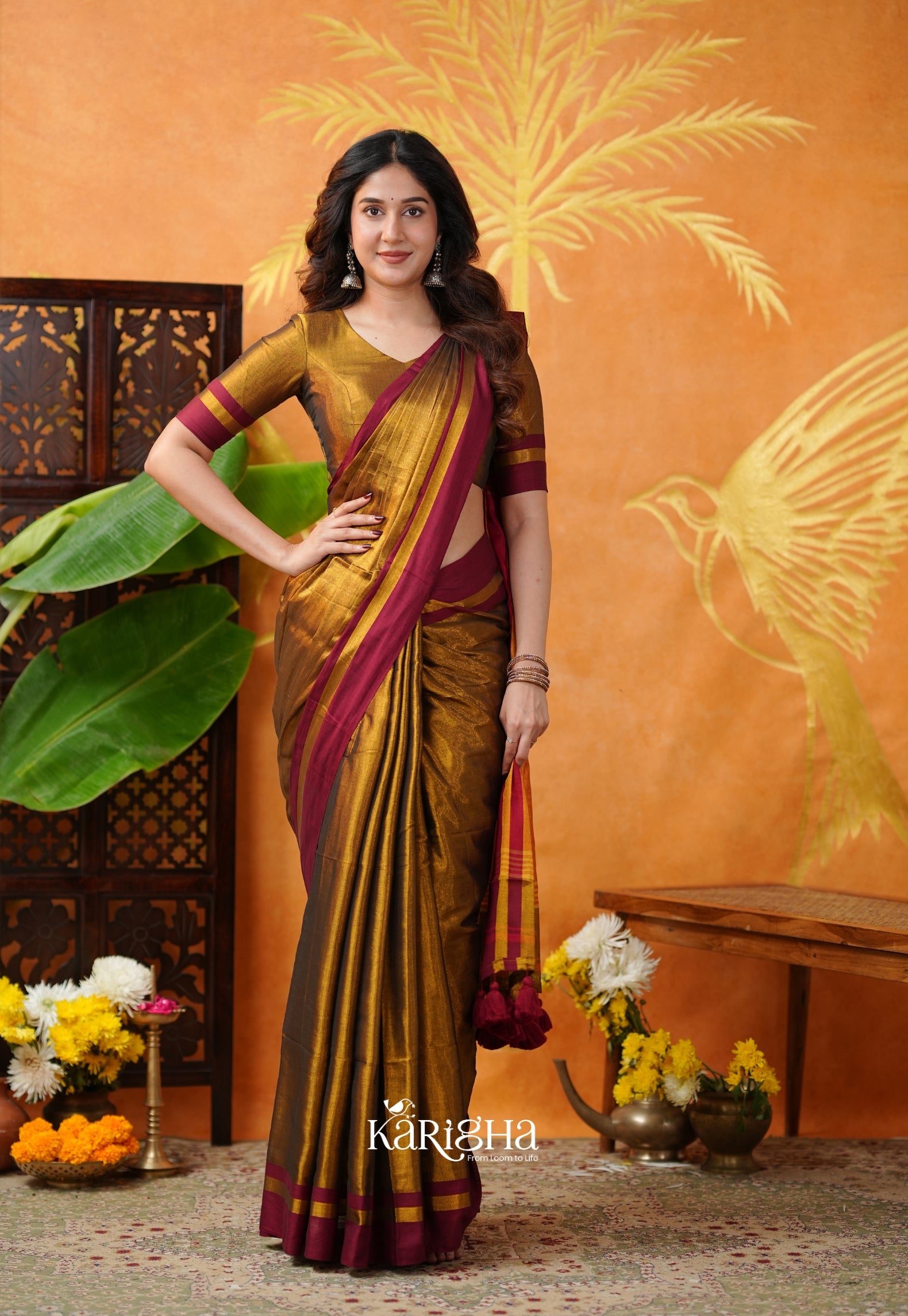 Silky Glow Tissue Cotton Saree With Graceful Flow