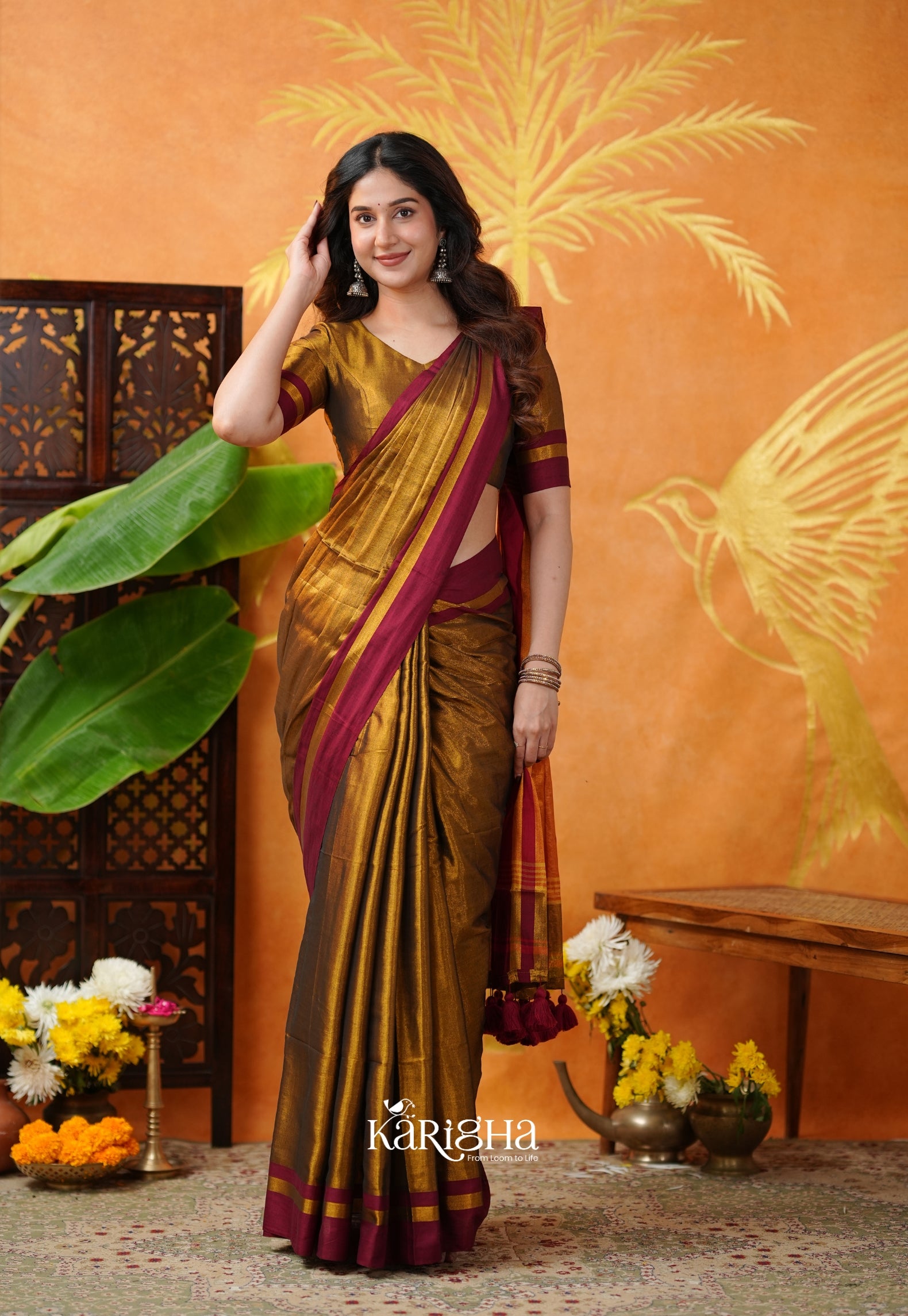 Silky Glow Tissue Cotton Saree With Graceful Flow