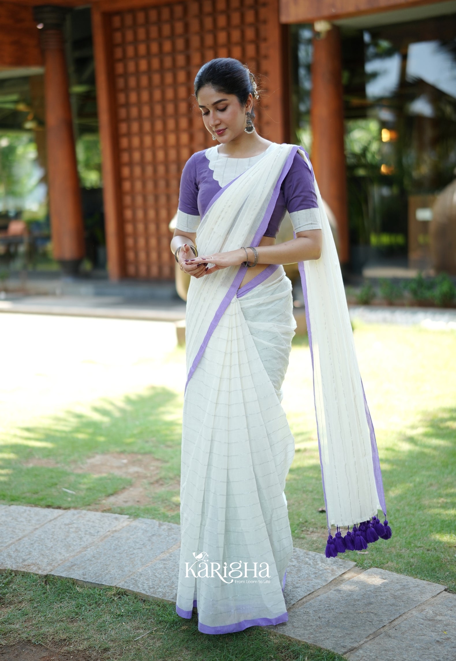 Lilac Haze Mul Cotton Saree