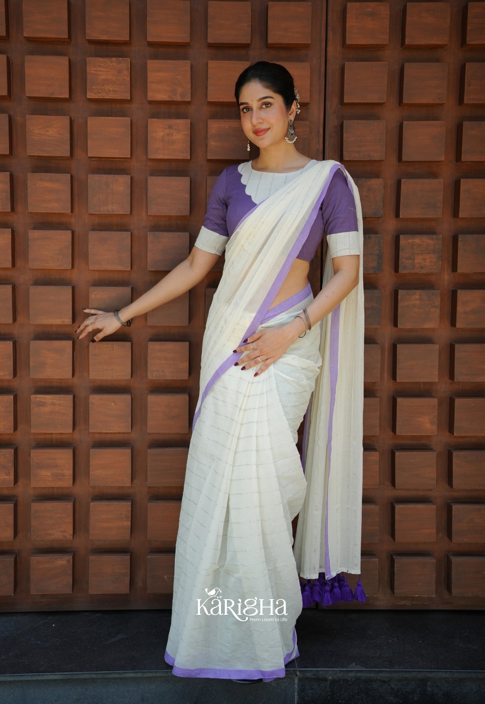 Lilac Haze Mul Cotton Saree