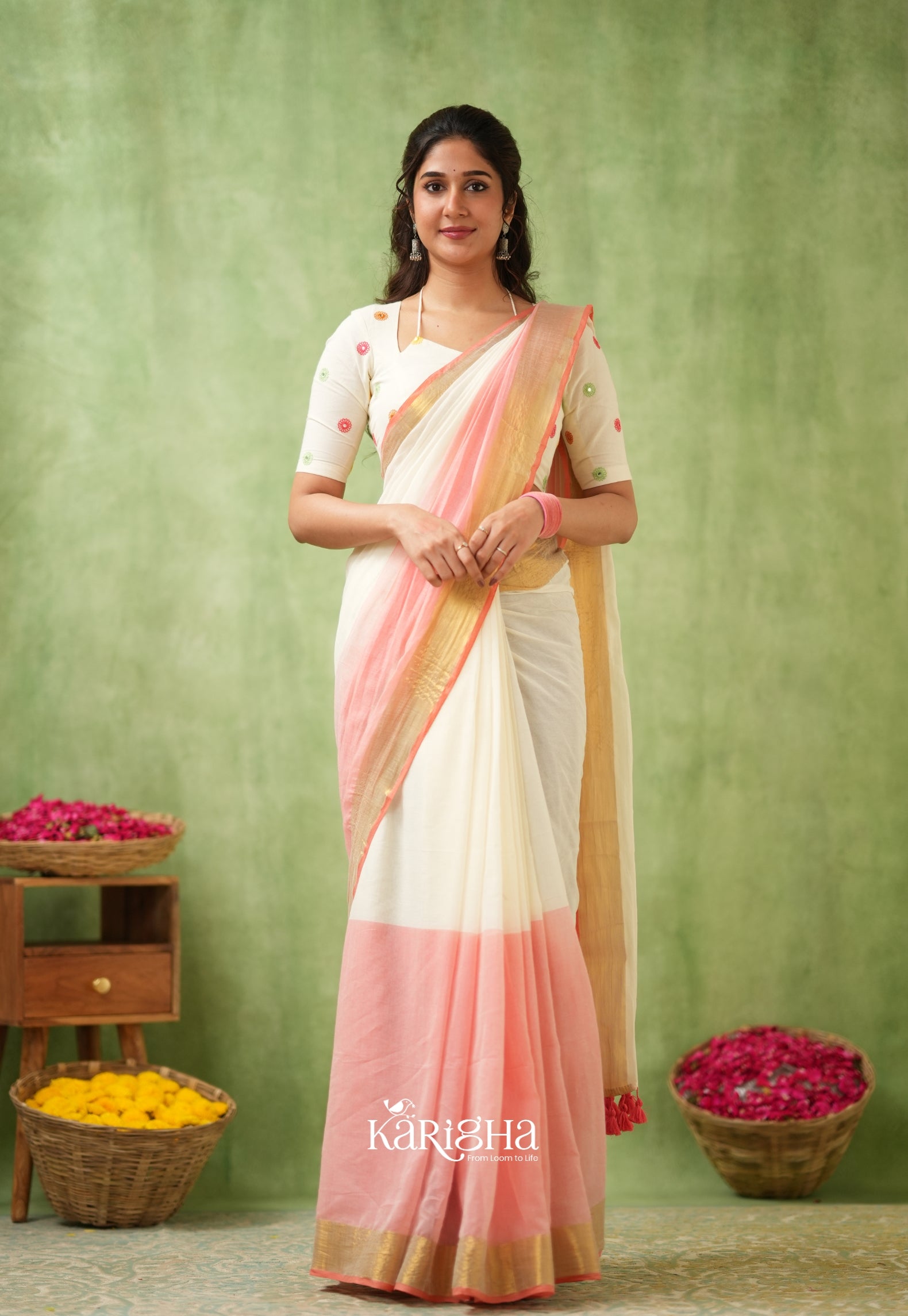 Pastel Mul Cotton Saree – Soft Elegance