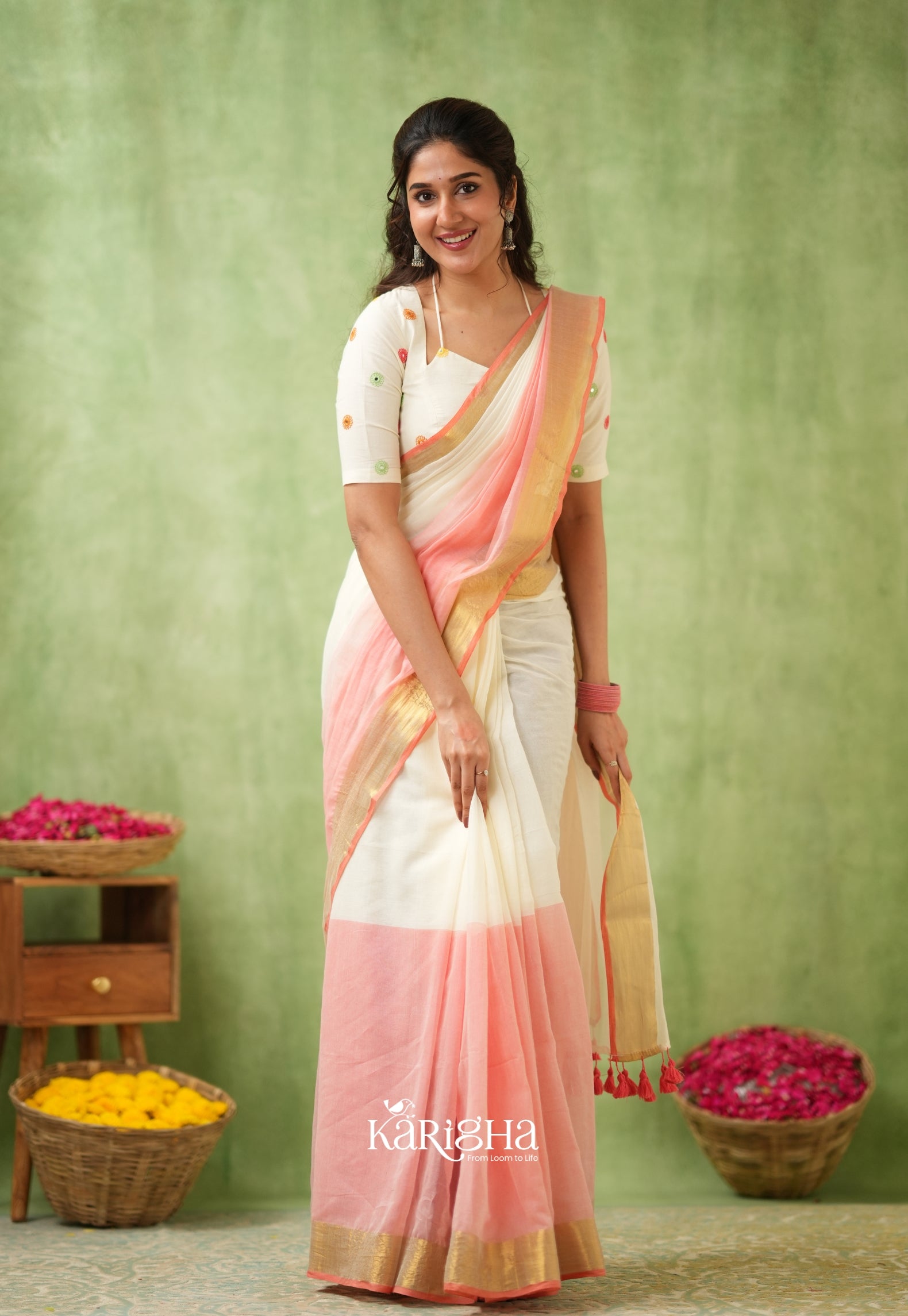 Pastel Mul Cotton Saree – Soft Elegance