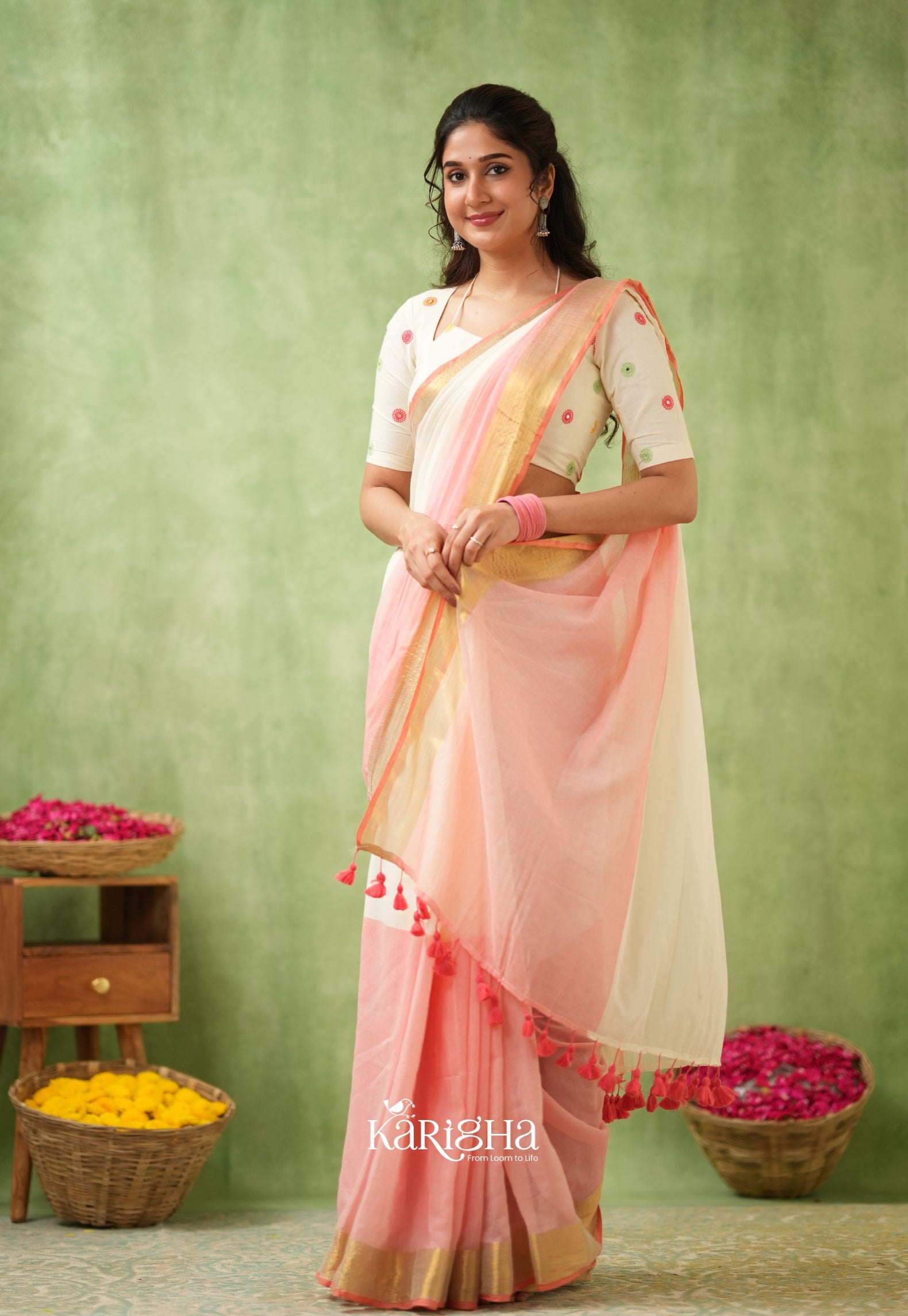 Pastel Mul Cotton Saree – Soft Elegance