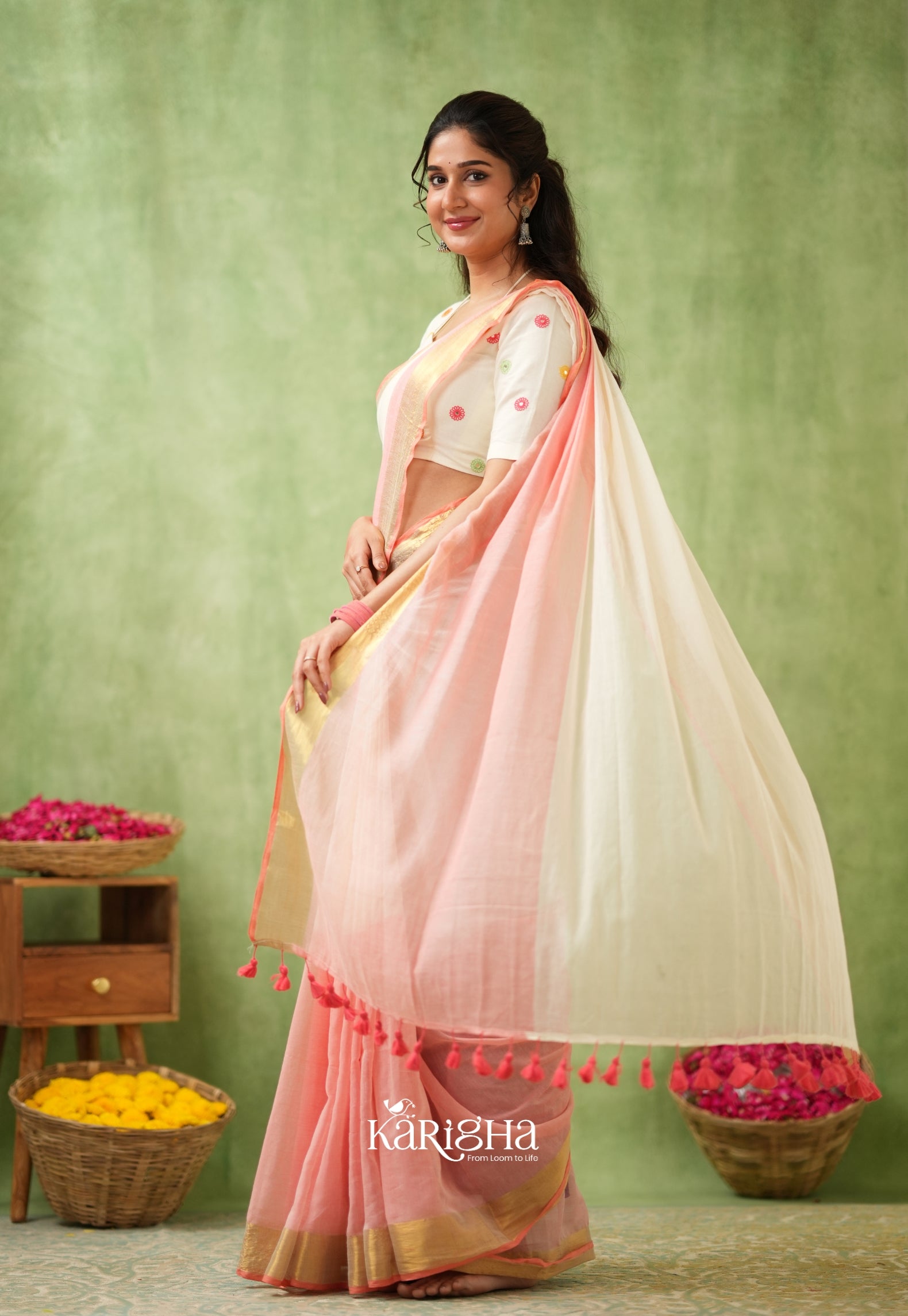 Pastel Mul Cotton Saree – Soft Elegance