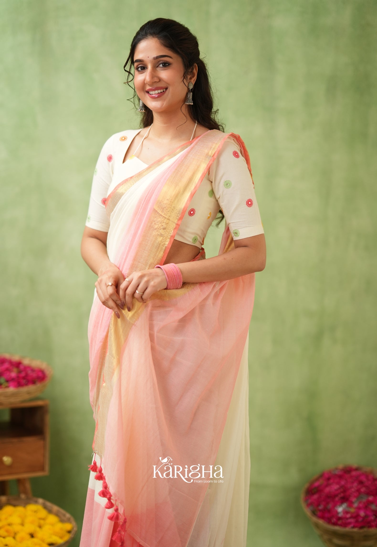 Pastel Mul Cotton Saree – Soft Elegance