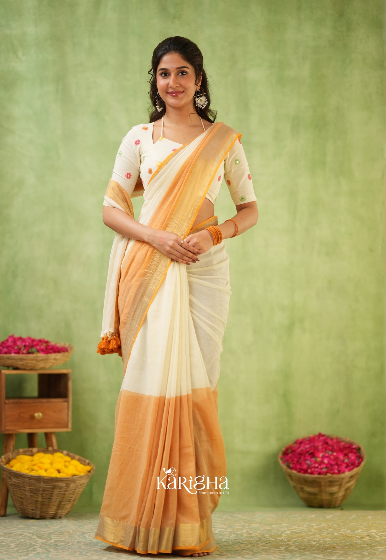 Pastel Mul Cotton Saree – Soft Elegance