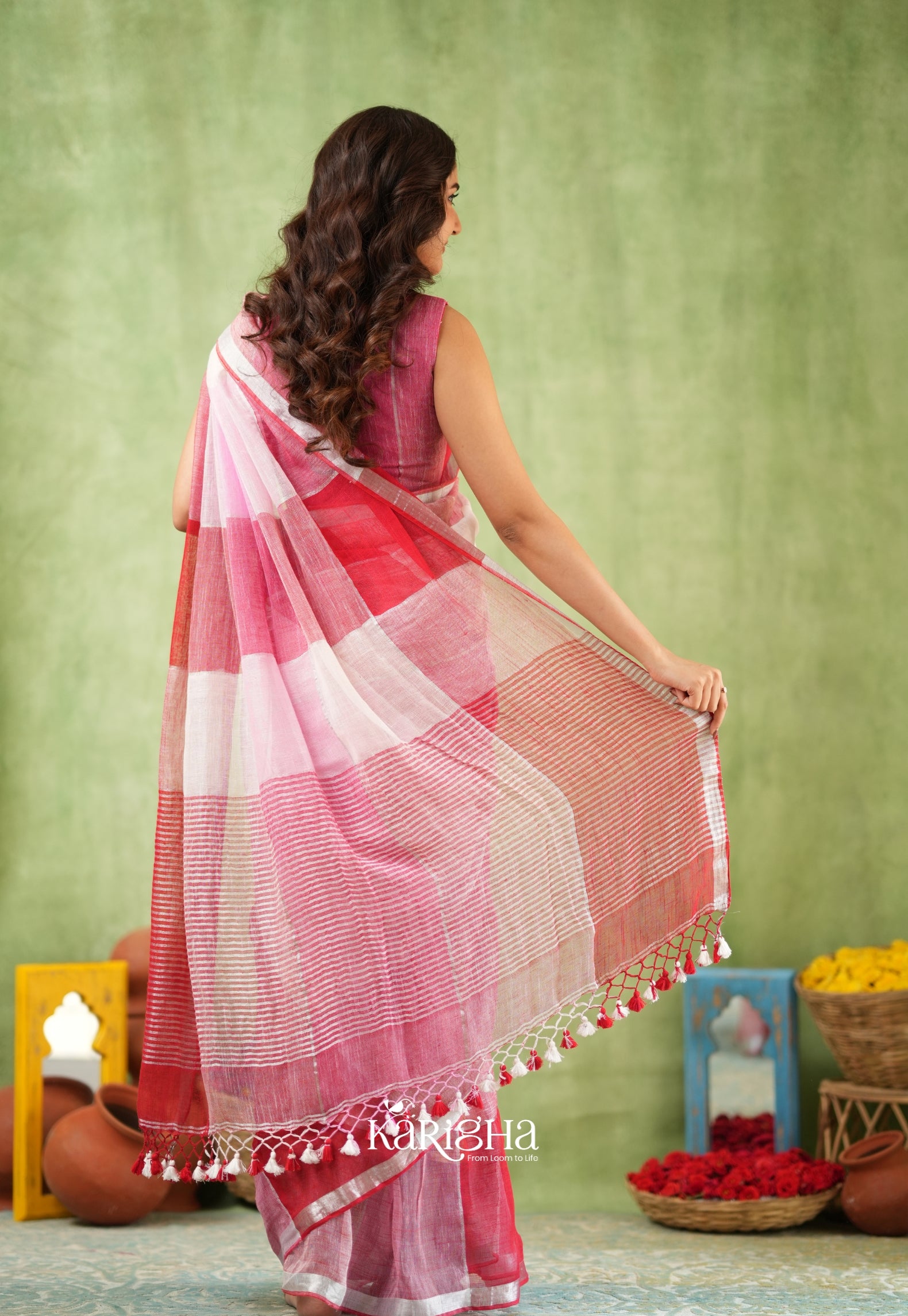 Urban Palette – Linen Cotton Saree with Contemporary Color Panels