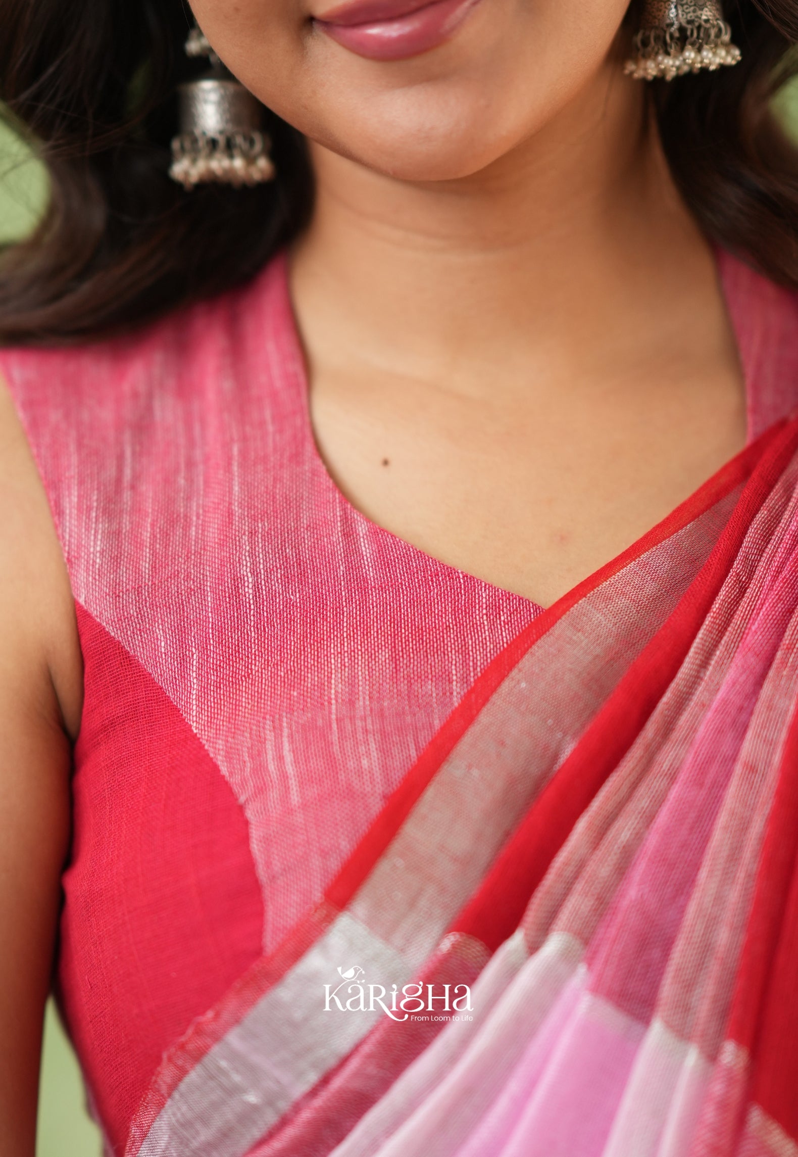Urban Palette – Linen Cotton Saree with Contemporary Color Panels
