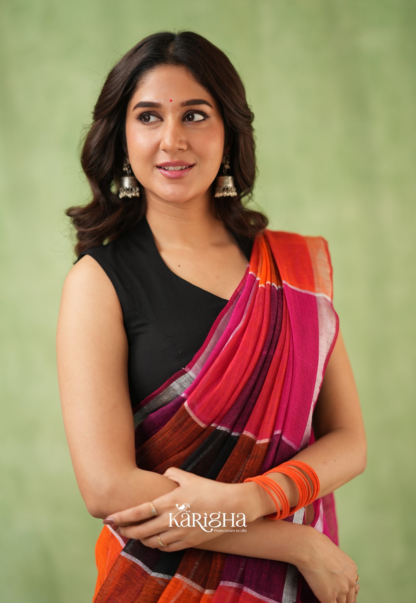 Urban Palette – Linen Cotton Saree with Contemporary Color Panels