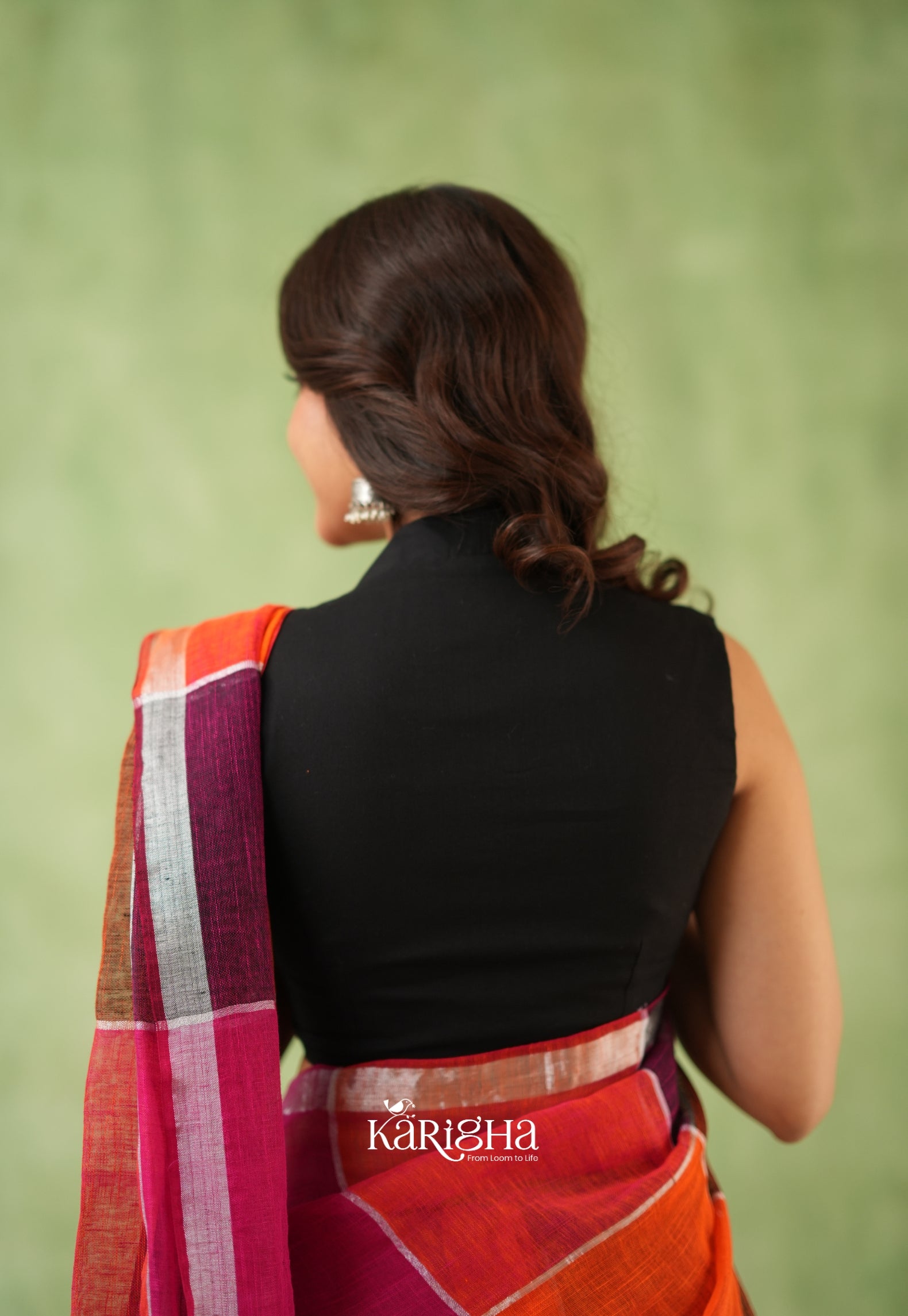 Urban Palette – Linen Cotton Saree with Contemporary Color Panels