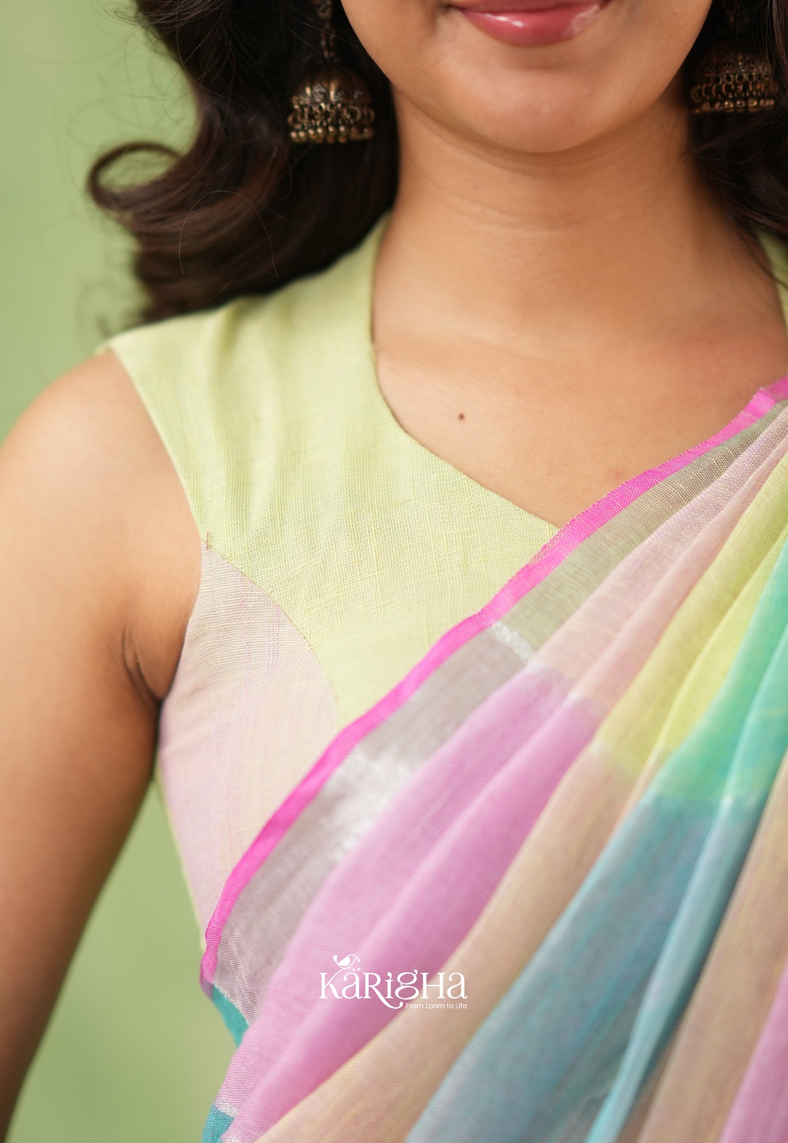 Urban Palette – Linen Cotton Saree with Contemporary Color Panels