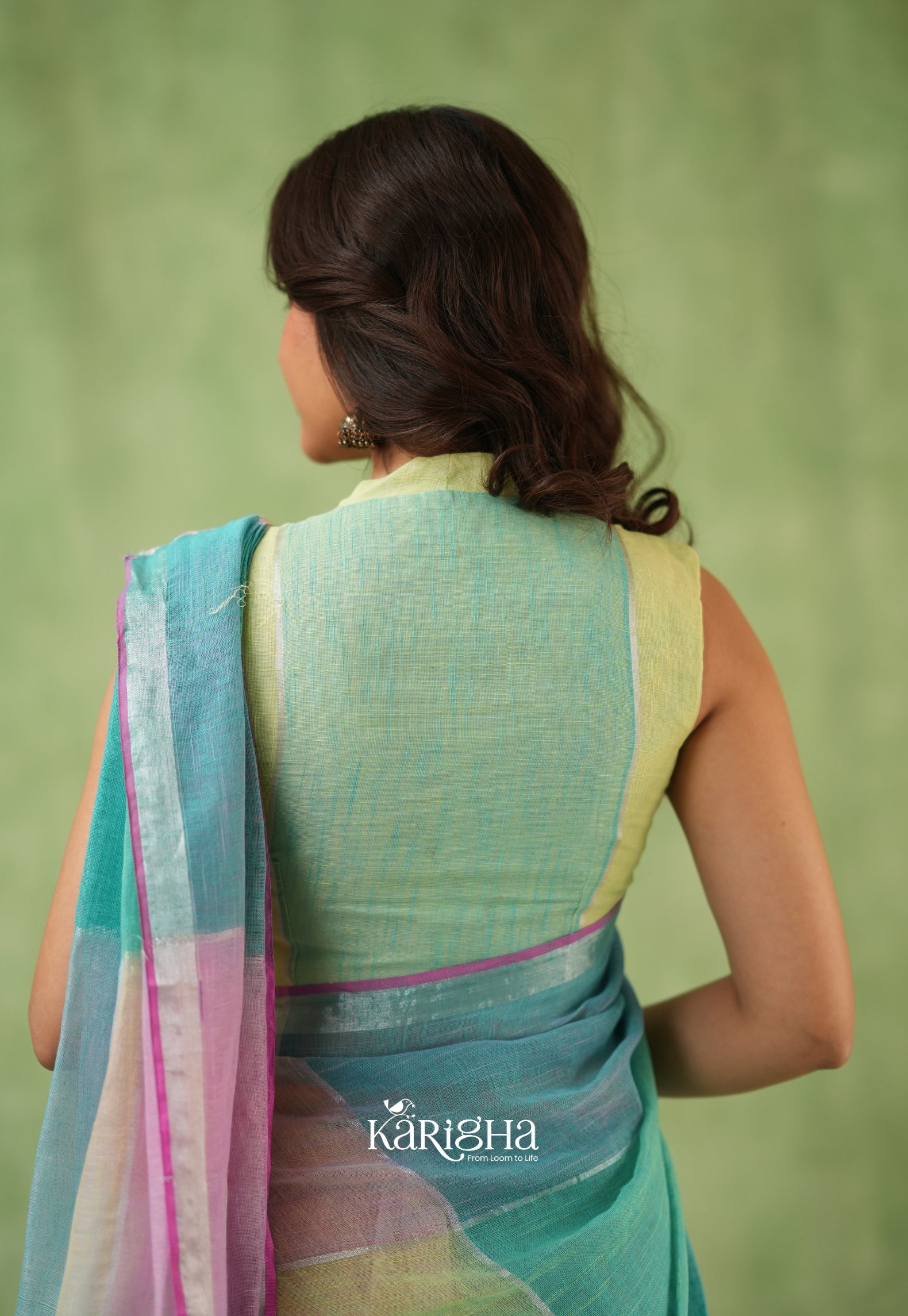 Urban Palette – Linen Cotton Saree with Contemporary Color Panels