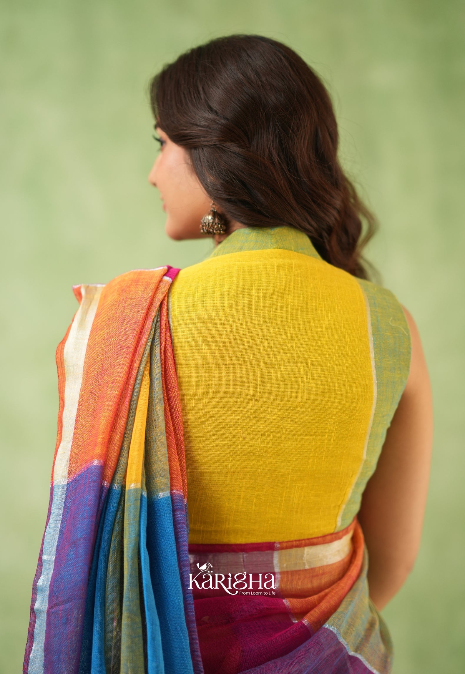 Urban Palette – Linen Cotton Saree with Contemporary Color Panels