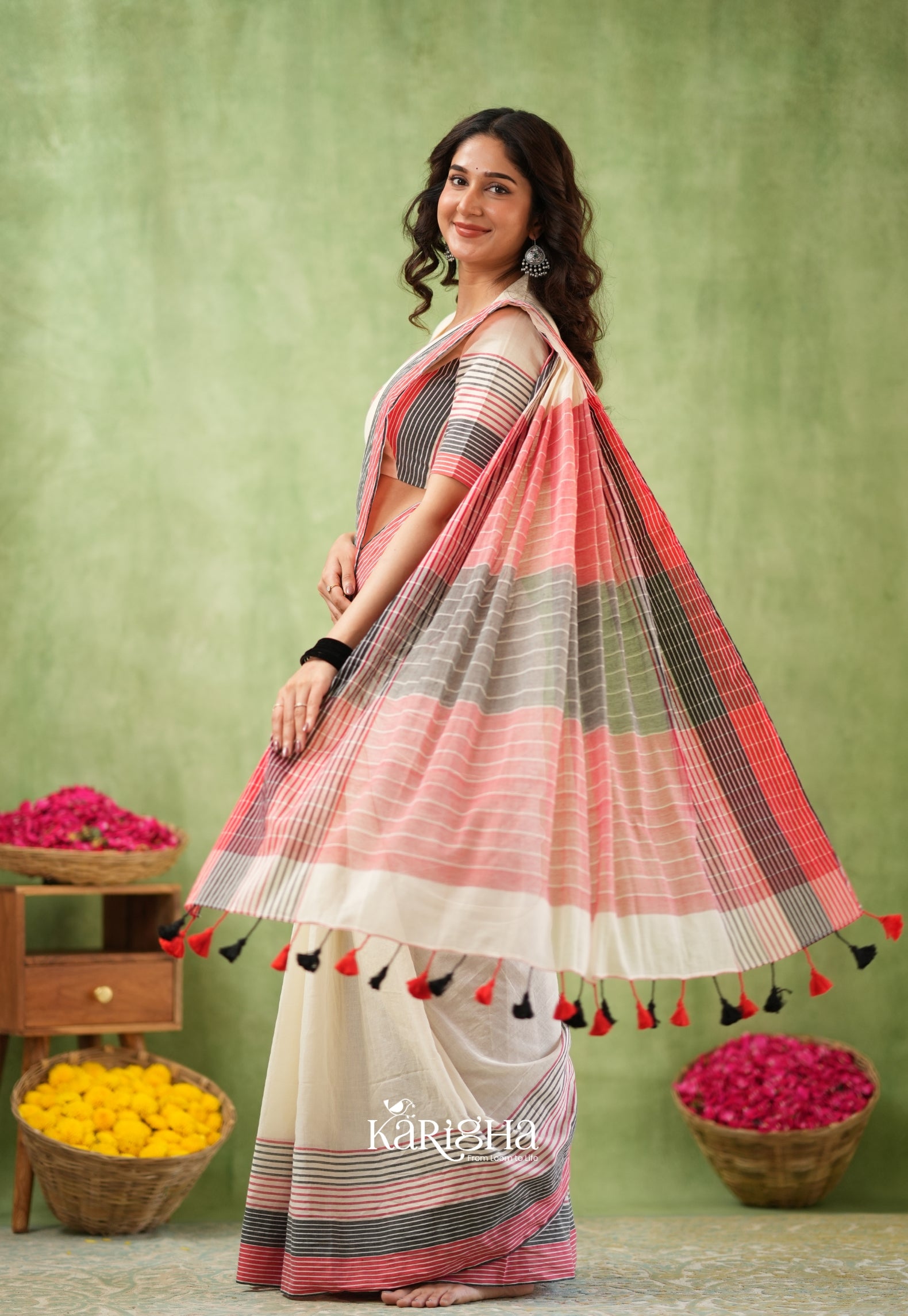 Sootrali Striped Cotton Saree – Elegant Everyday Drapes