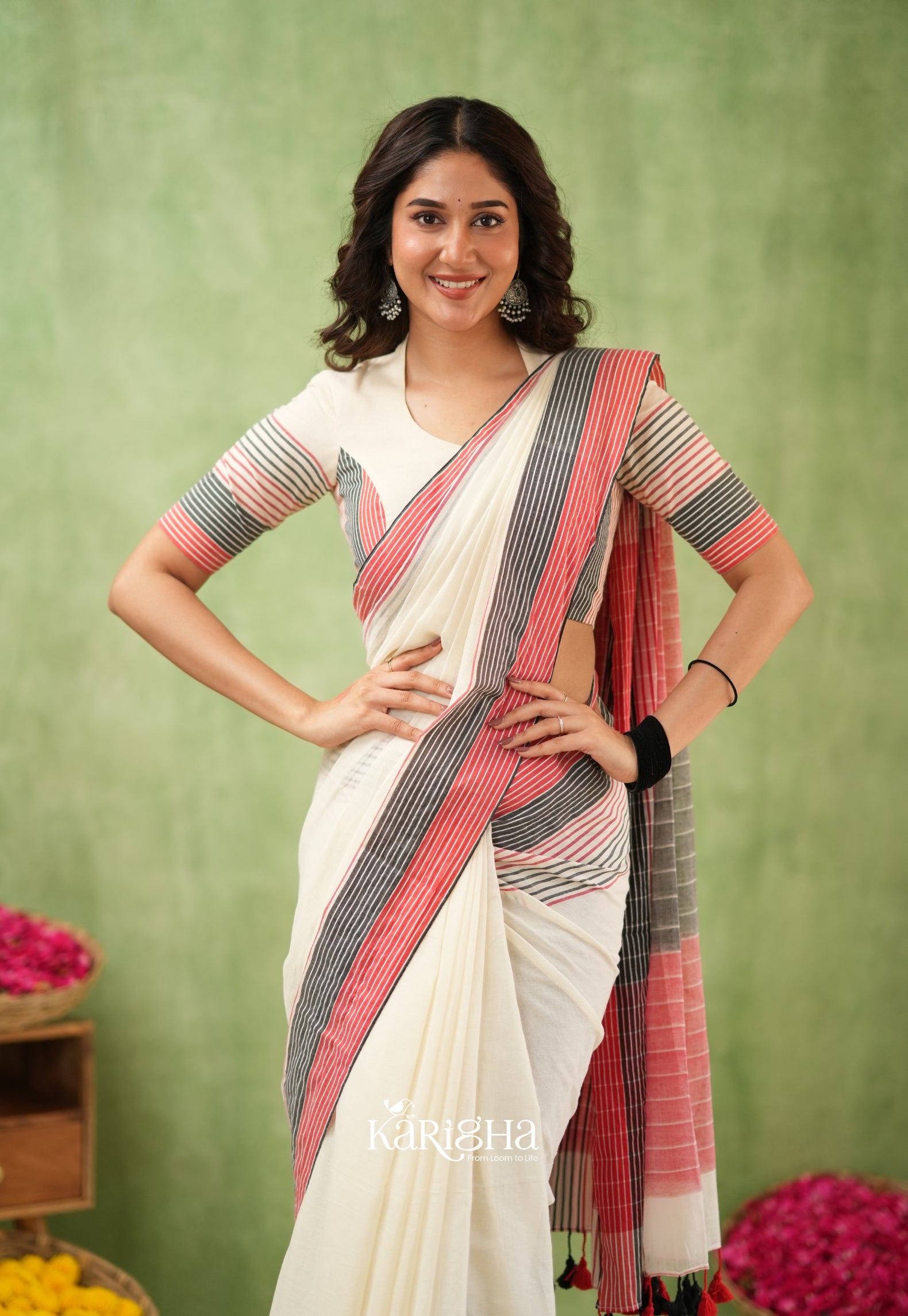Sootrali Striped Cotton Saree – Elegant Everyday Drapes