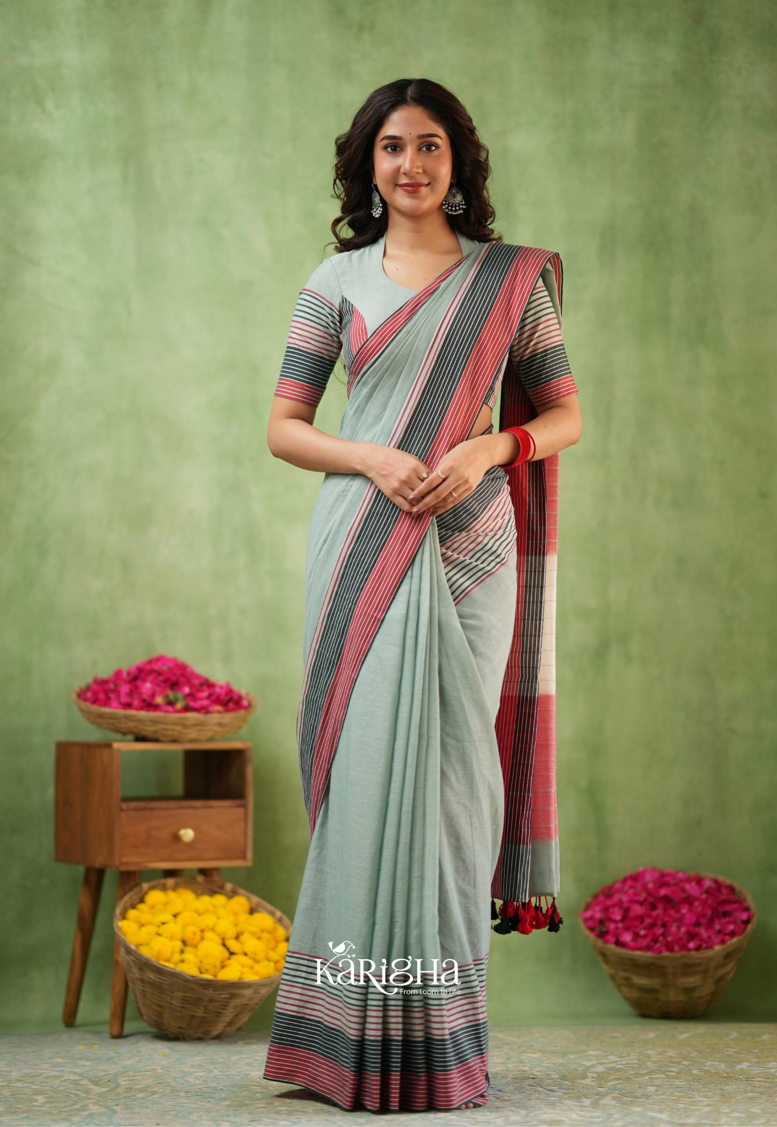 Sootrali Striped Cotton Saree – Elegant Everyday Drapes